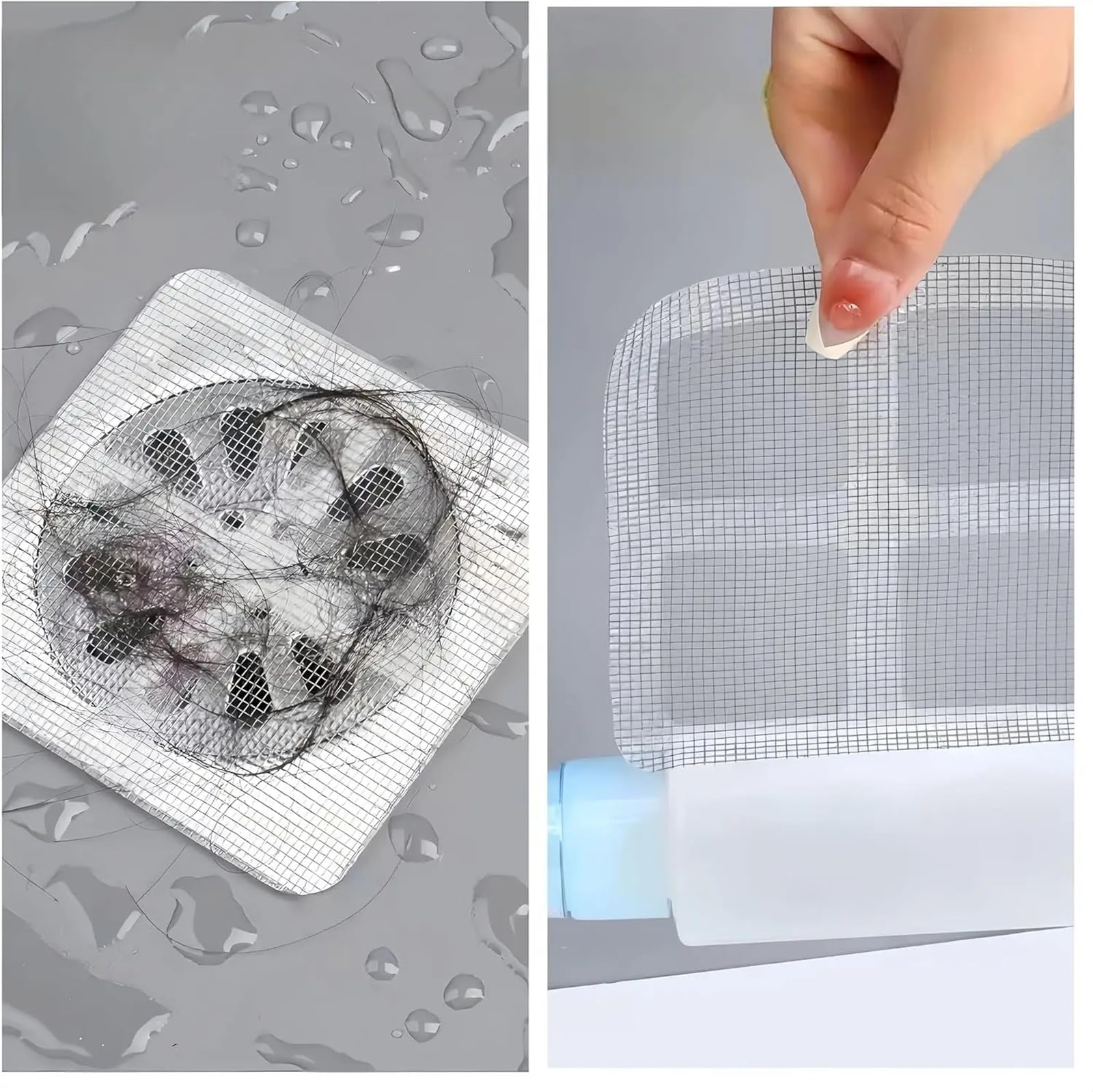Haarfangsieb for Dusch- und Badezimmerabläufe, Verstopfungsschutz, Bodenablauf-Aufkleber, Reparaturflicken for Fliegengitter FüR KüChe Dusche Badezimmer(500PCS)