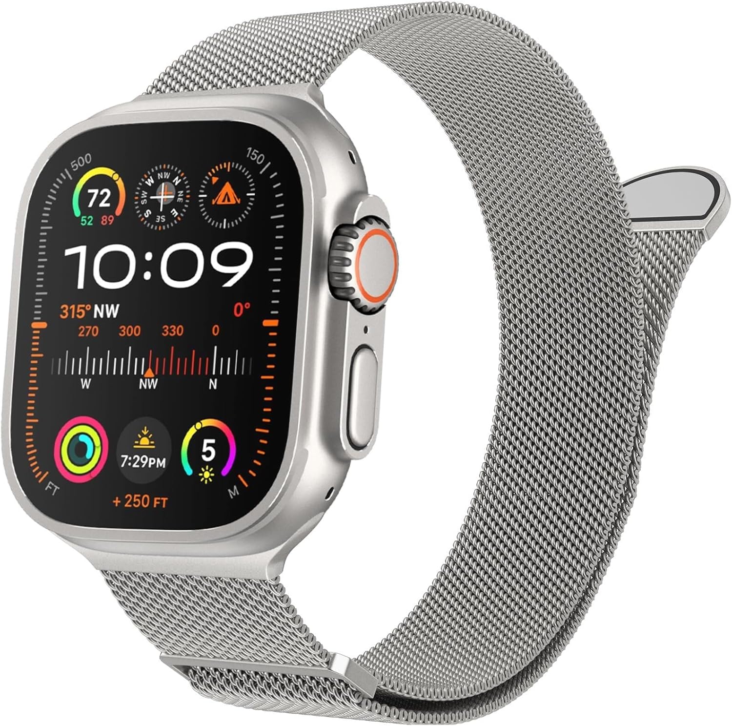 for Band Series 9, Ultra 2, SE, Ultra 8 7 6 5 4 3 2 1 38mm 40mm 41mm 42mm 44mm 45mm 49mm Women and Men, Stainless Steel Mesh Loop Magnetic Clasp Replacement