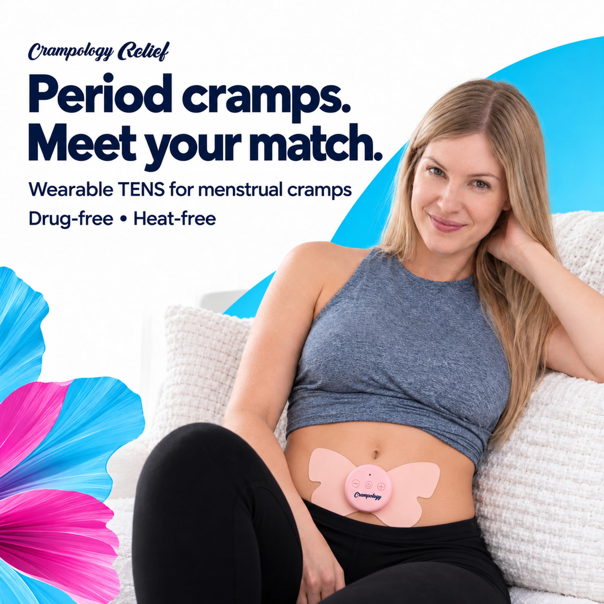 Relief-Period Pain Relief Device, Portable TENS Unit for Menstrual and PMS Cramps, Reduces Endometriosis Discomfort, Reusable Pads, Natural Cycle Support — Amazon image 2