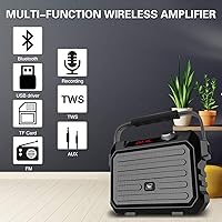 Vista 4 de Sistema PA inalámbrico con micrófono inalámbrico con micrófono de solapa Lavalier, transmisor de micrófono de solapa, amplificador de voz