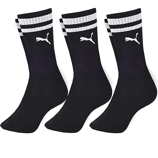 Kit 3 Pares Meia Cano Alto Puma Longo Esportiva Sola Atoalhada Algodão Masculino