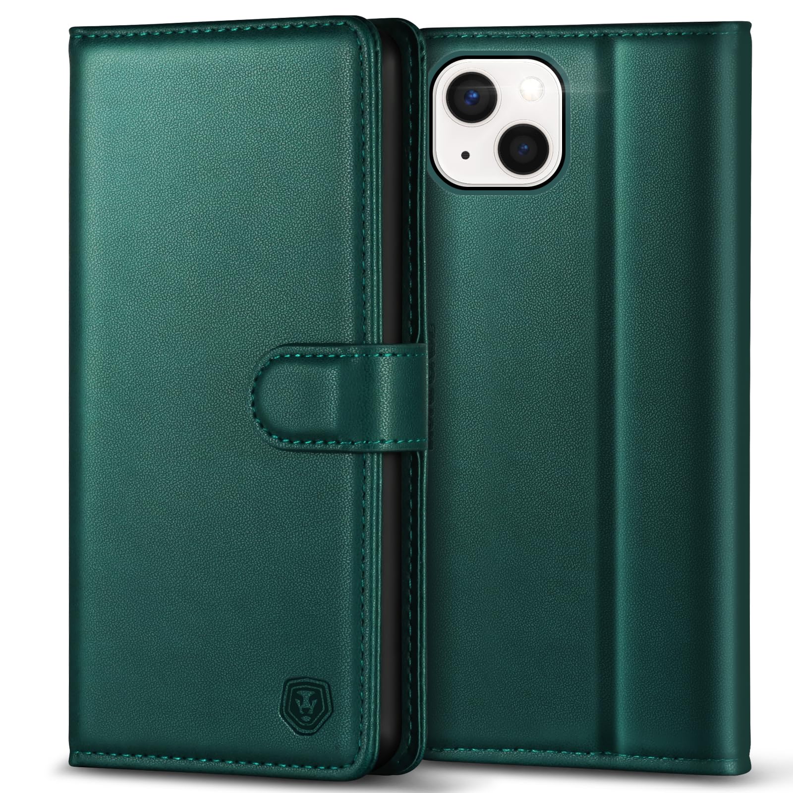 Kuafcase Compatible for iPhone 13 Case with 4 Card Slots Magnetic Closure Kickstand Shockproof Protective Phone Case Compatible for iPhone 13