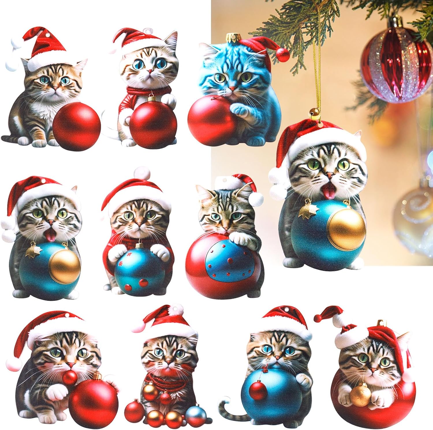 10PCS Cat Christmas Decorations Christmas Tree Ornaments Cat Decor Car Pendant Car Hanging Ornament Window Wall Hanging Christmas Tree Decorations Home Living Room Decoration 10PCS Cat Christmas Decorations Christmas Tree Ornaments Cat Decor Car Pendant Car Hanging Ornament Window Wall Hanging Christmas Tree Decorations Home Living Room Decoration