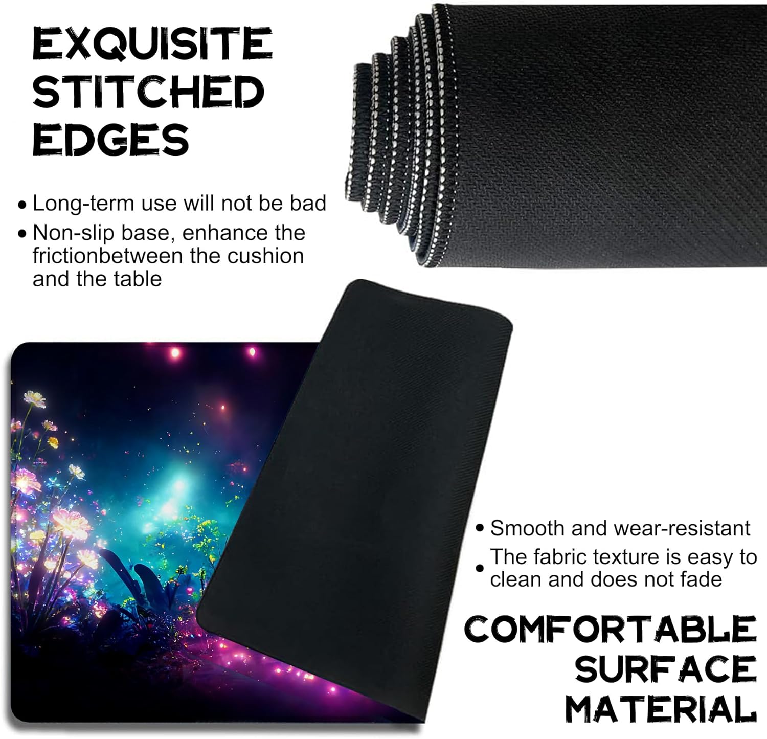 Playmat for MTG Pretty Purple Fluorescence Magic Play Mat 24x14 Inch Card Game Mat for Magic The Gathering TCG PTCG Playmat with Free Storage Bags Non-Slip Backing and Stitched Edge