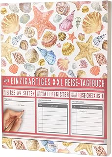 Mein Einzigartiges XXL Reisetagebuch: 122 Seiten, Register, Kontakte / Neue Auflage mit Reise Checkliste / PR401 „Seesterne“ / DIN A4 Softcover