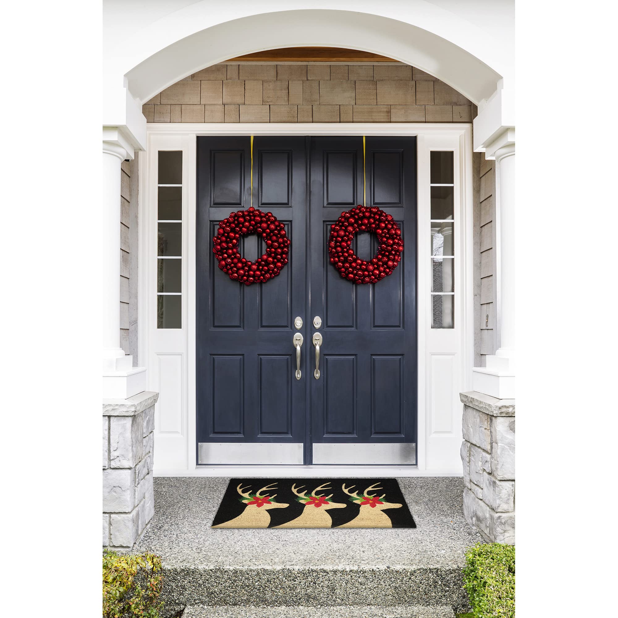 Liora Manne Natura Deer Black Outdoor Welcome Coir Door Mat, 1 ft 6 in x 2 ft 6 in, 46 x 76 cm (Rectangular)