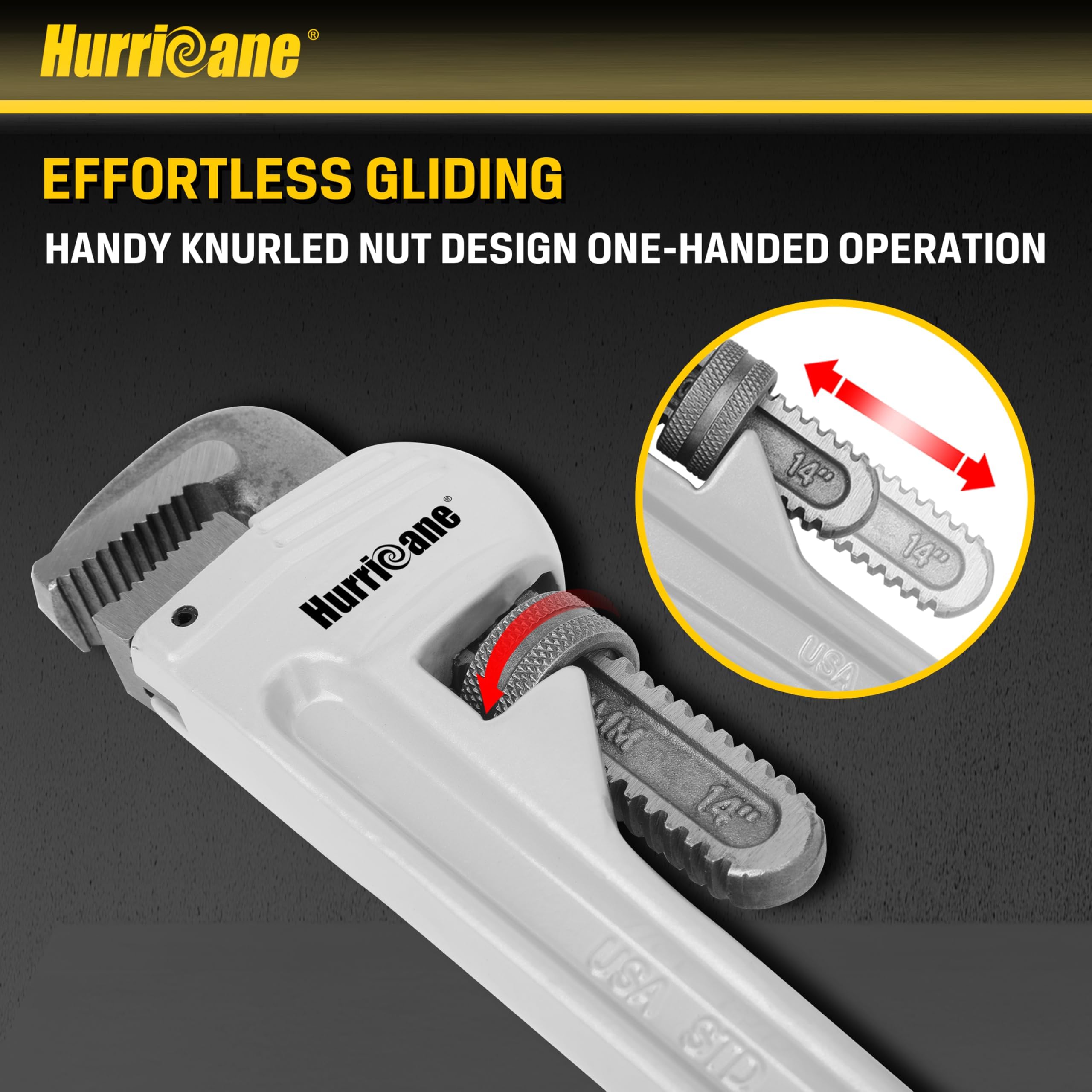 Hurricane 14" Aluminum Pipe Wrench - Heavy Duty -3