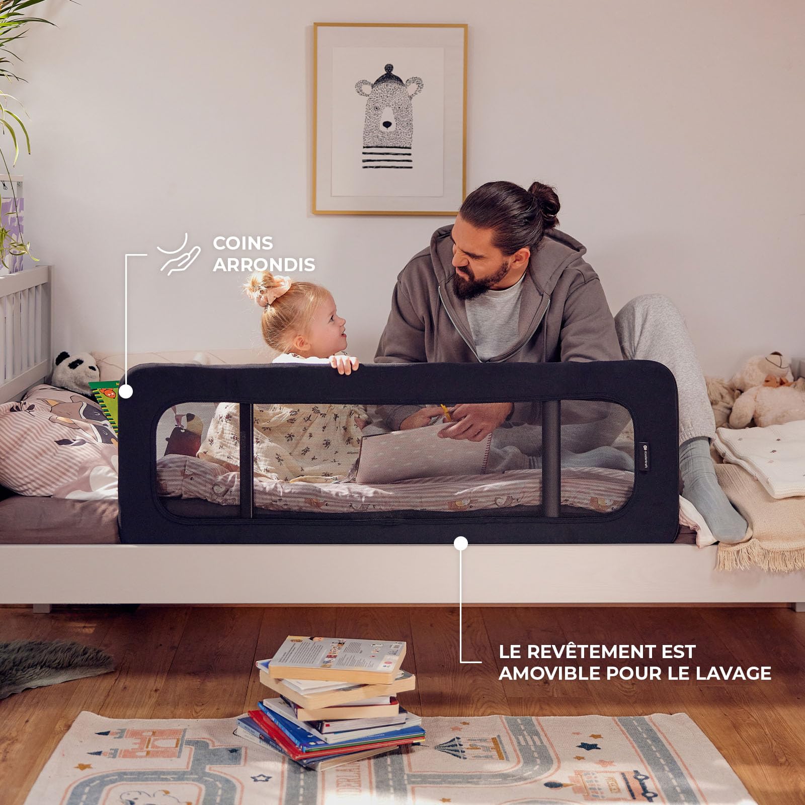 Kinderkraft Guard & Dream Barrière de lit Universelle, Hauteur réglable, Noir