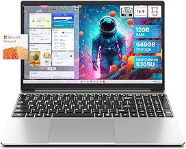 jumper 15.6 inch Laptop with Office 365, 12GB RAM 640GB (512G SSD+128G eMMc) Notebook, 5305U Processor, HD Display Laptops, 5000mAh Battery, Keyboard Film UK, Suitable for Business and Students