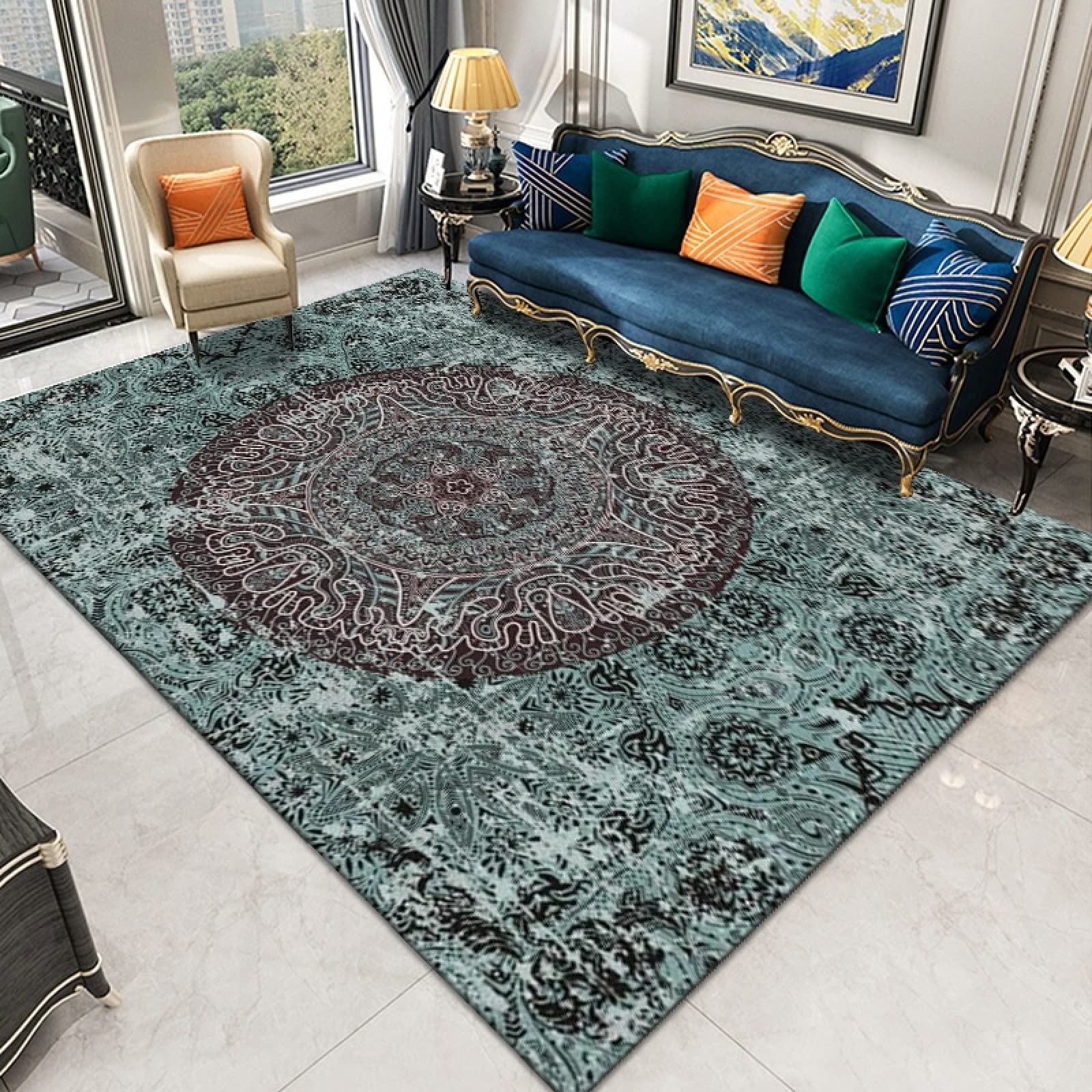 Tapis de salon antidérapant et paillasson lavable grand format