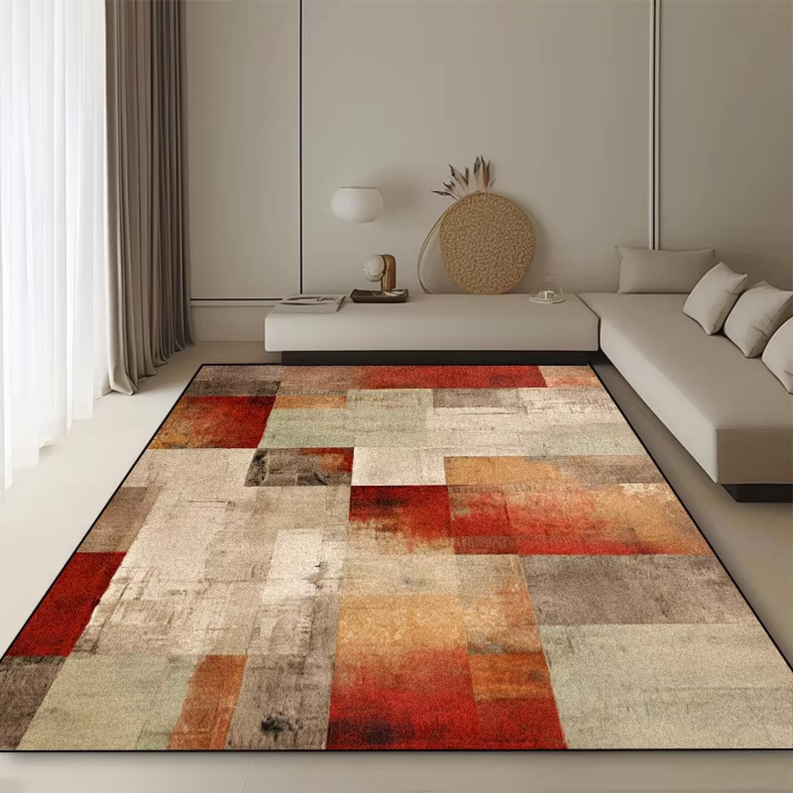 Alfombra antideslizante de geometría moderna lavable para proteger el suelo bajo sillas con ruedas