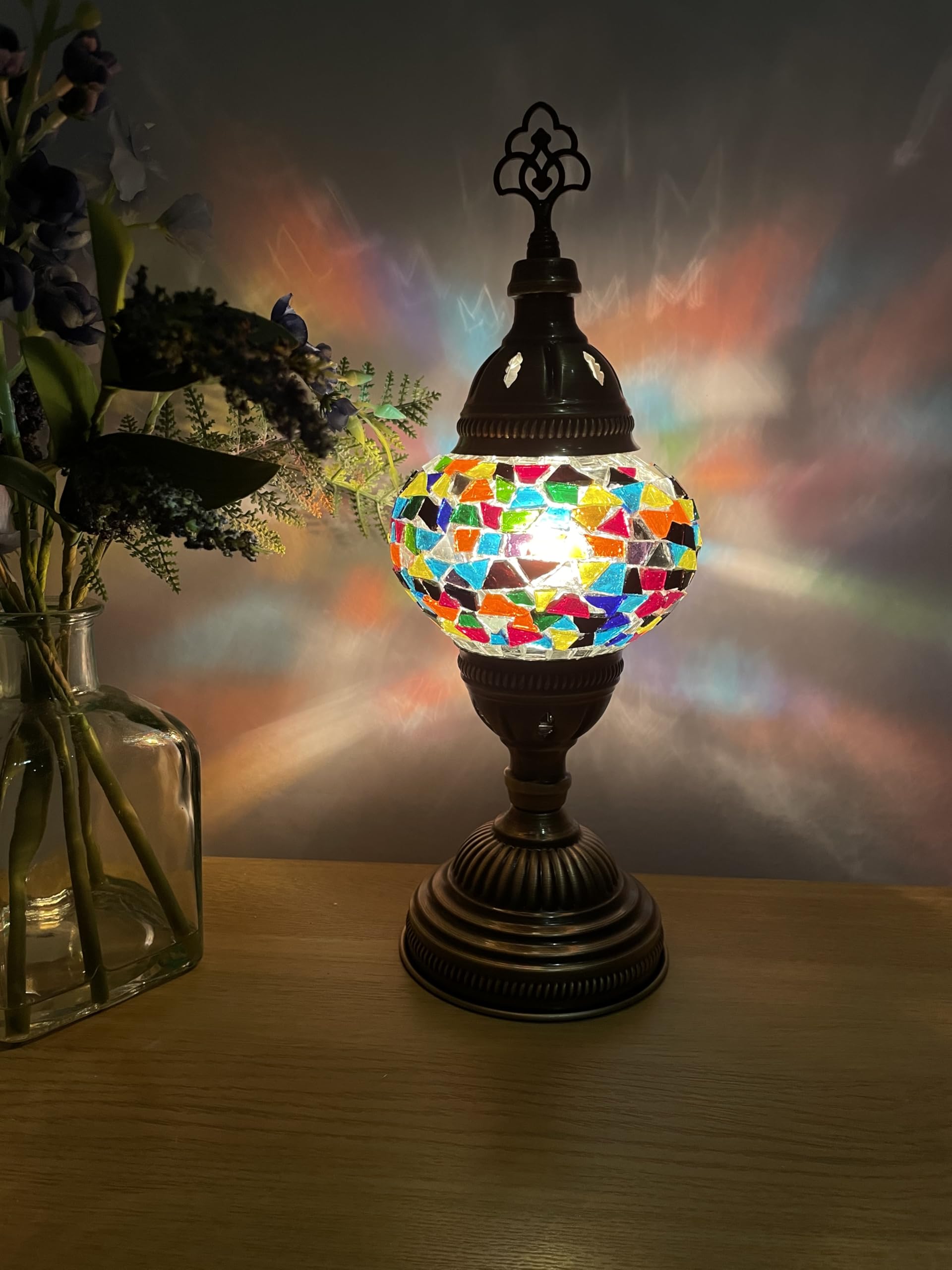 Lightza New Handmade Multi Color Turkish Moroccan Mosaic Table Lamp (Multi Coloured 09) — image 1