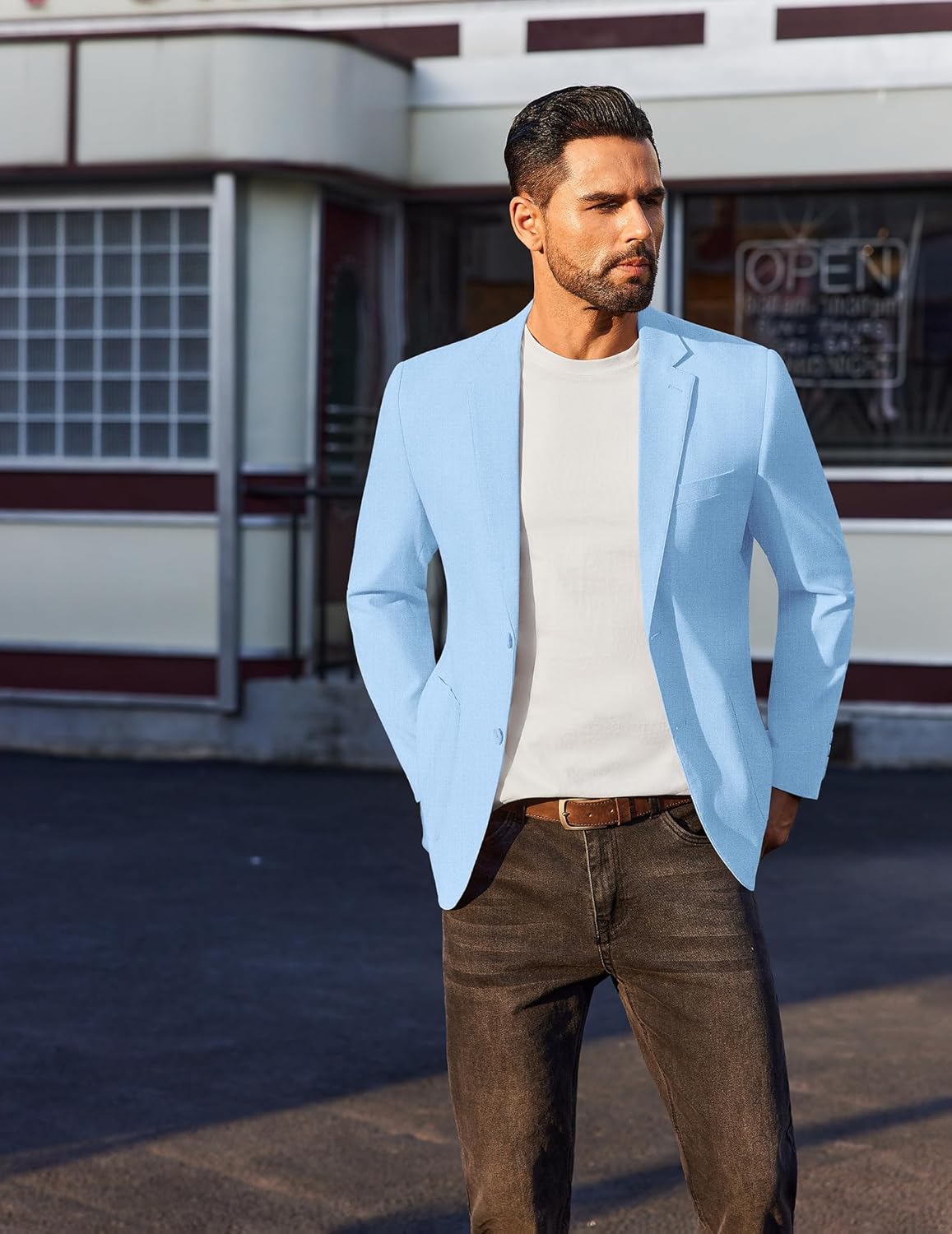 COOFANDY Men's Casual Linen Blazer Jacket Lightweight Sport Coats Two Button Suit Jackets
