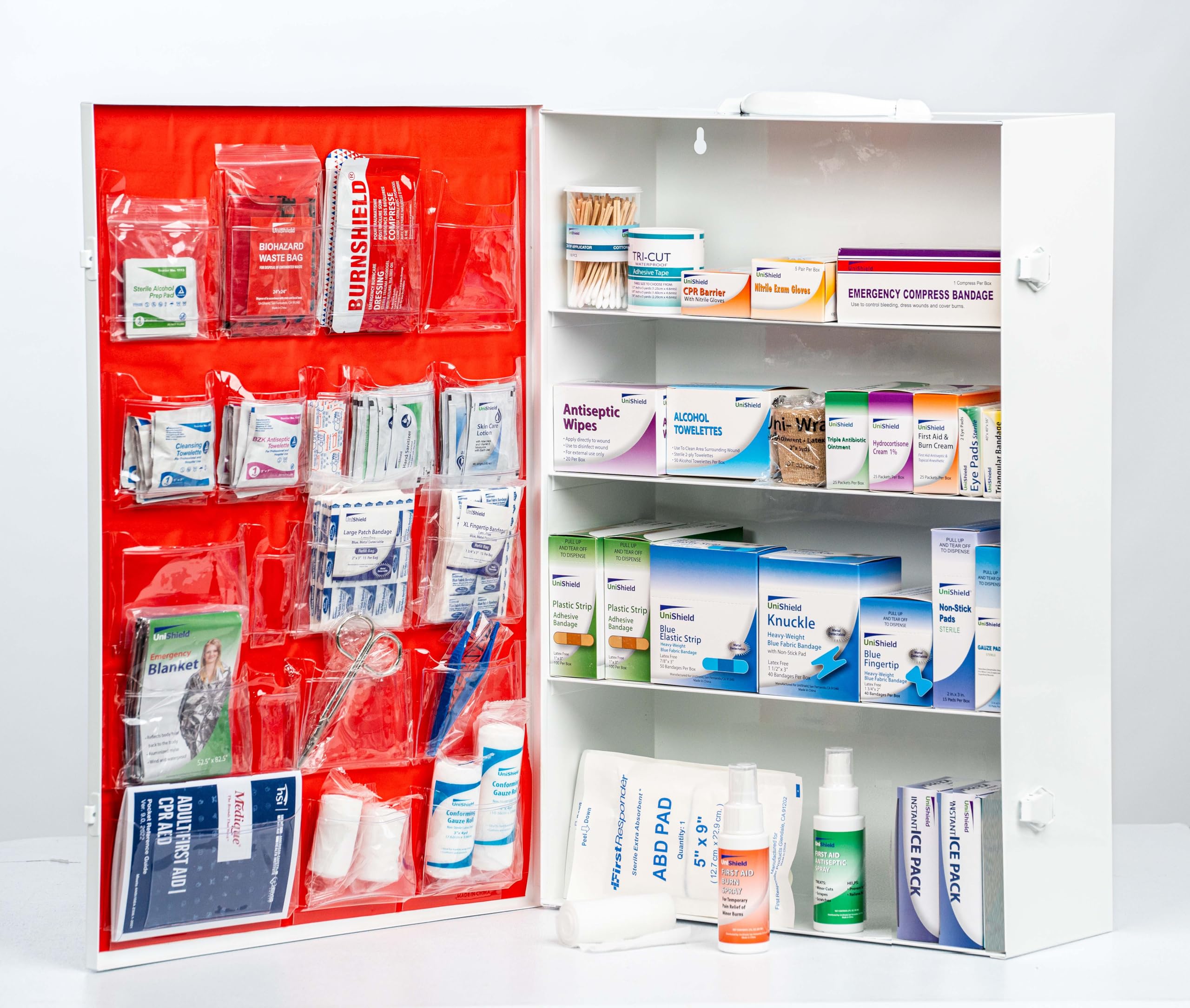 UniShield Restaurant Metal First Aid Cabinet, Wall Mountable (Class A Without Tablets, 4 Shelf)