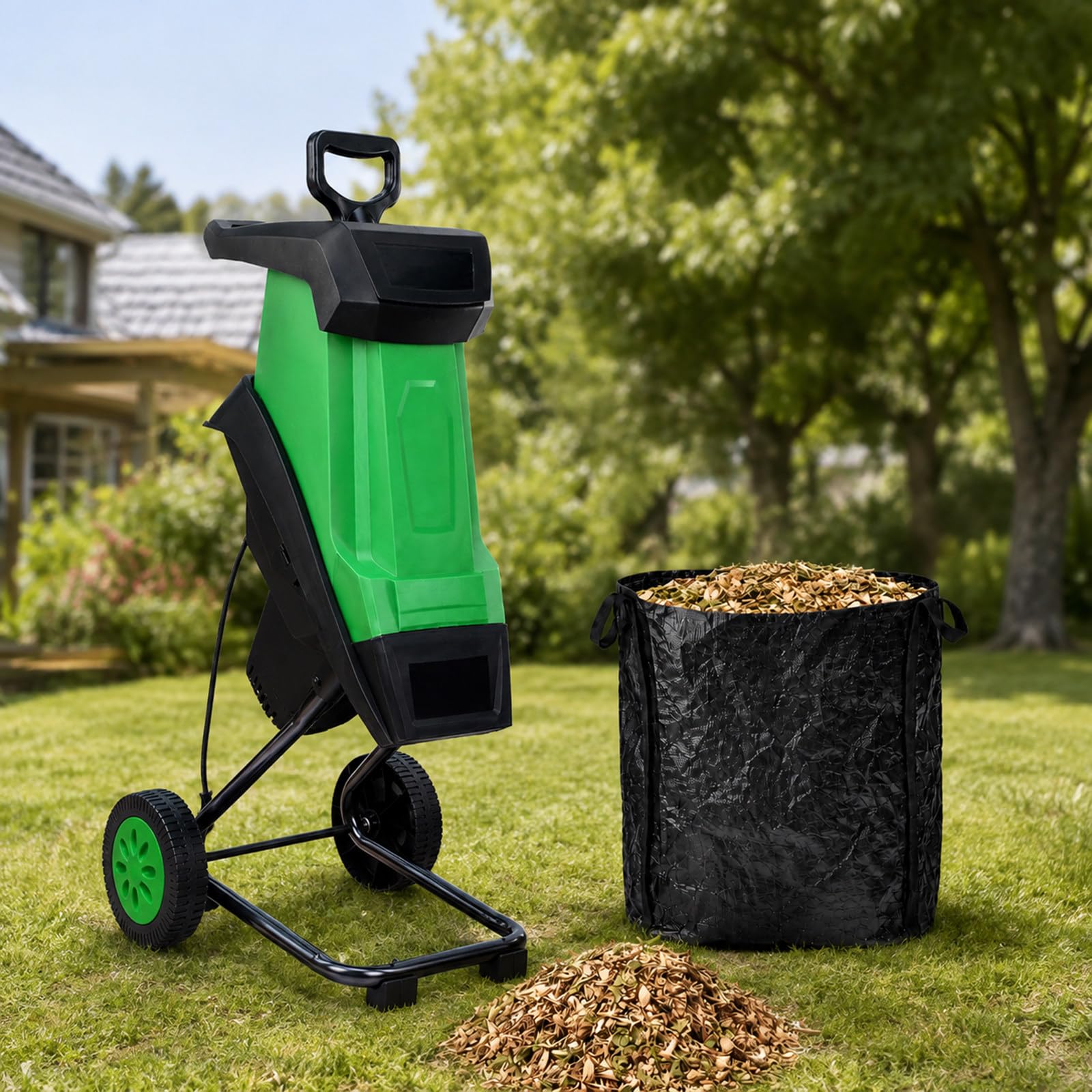 Broyeur de Jardin Électrique 2400W, 39 mm, 4500 TR/Min, Sac 50 L