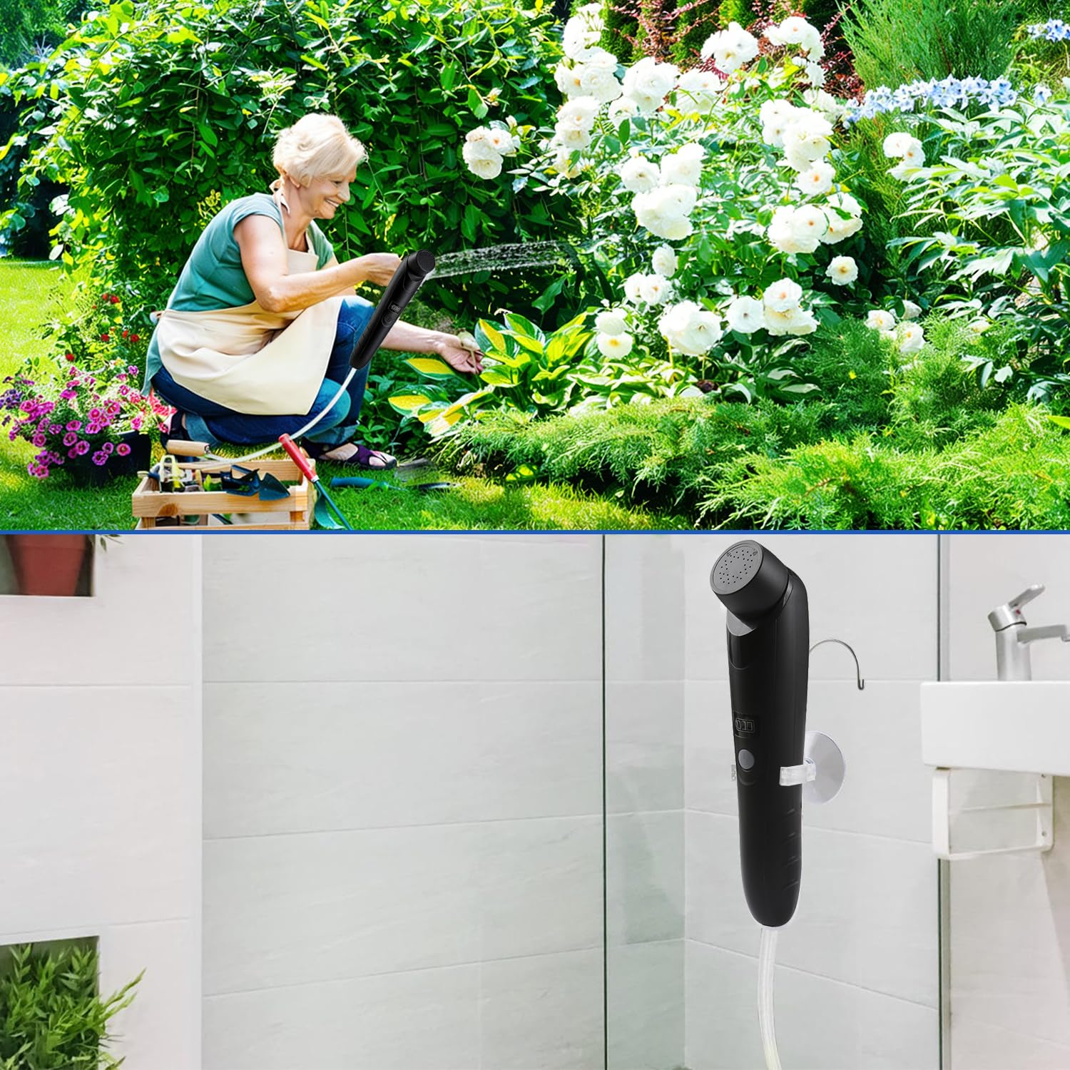 Bidé eléctrico portátil de viaje, bidé eléctrico con depósito de agua de 2,5 l, para ducha íntima, cama semanal, senderismo al aire libre, ducha de mano para hombres, mujeres y niños (negro)
