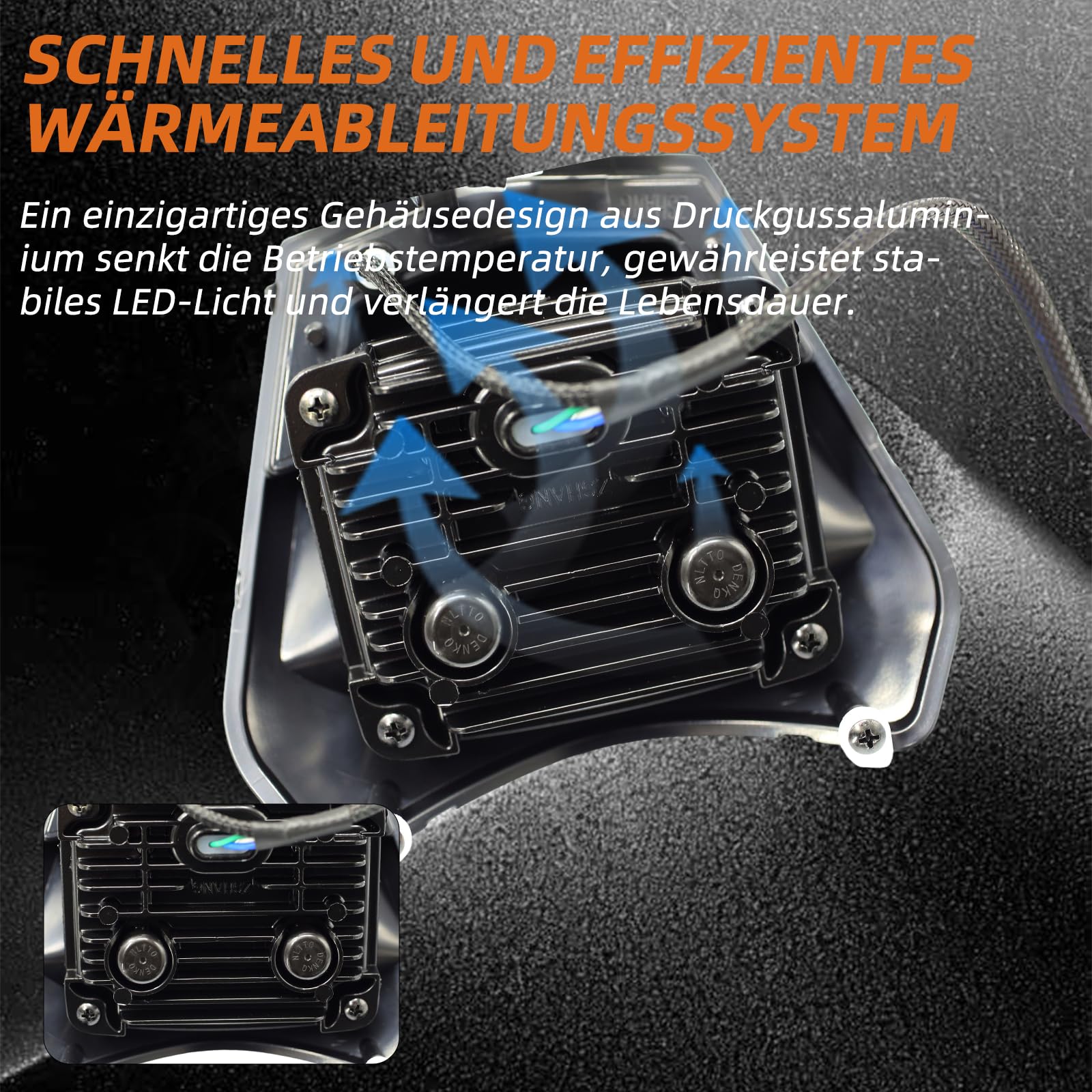 reflektor LED główny do motocykla dla KTM EXC250 SX250 SXF250 EXC450 SX350 SXF450 EXC525 640LC4 125cc Enduro Supermoto Offroad Dirt Bike (Czarny)