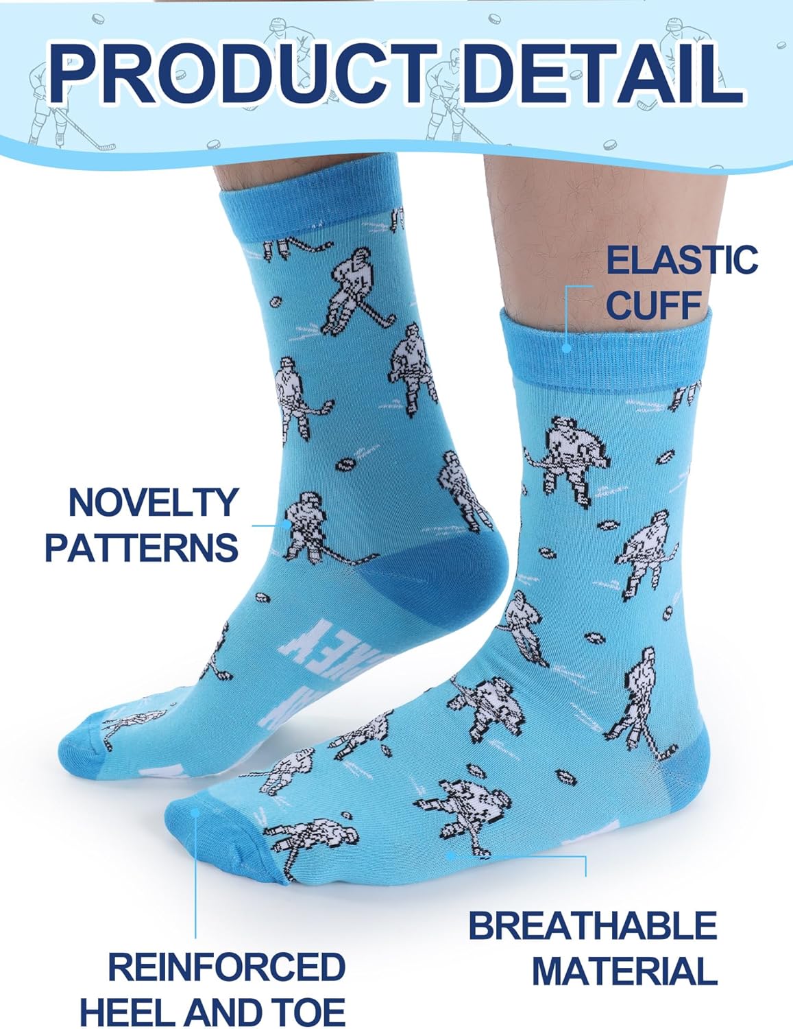 Haysandy 6 Pairs Funny Men's Hockey Socks Novelty Cotton Athletic Crew Socks Senior Night Gift for Hockey Team Player Lovers - Image 6