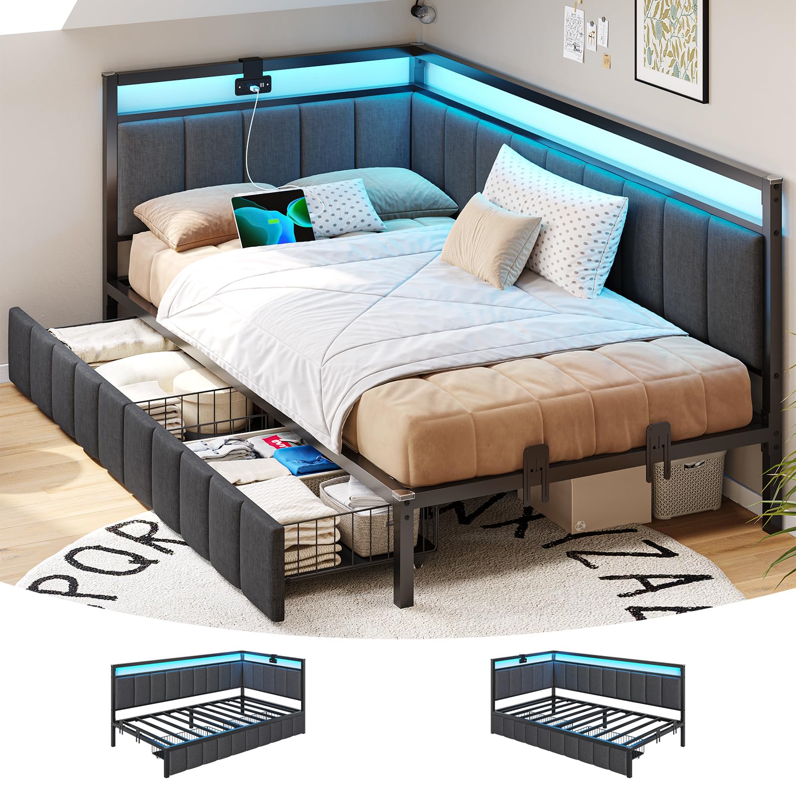 Amazon.com: DICTAC Twin Size Bed Frame with 2 Storage