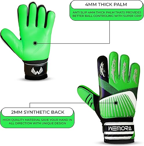 Miniatura 4 de Guantes de portero de fútbol para niños y jóvenes junior de 4mm antideslizantes con agarre fuerte en la palma