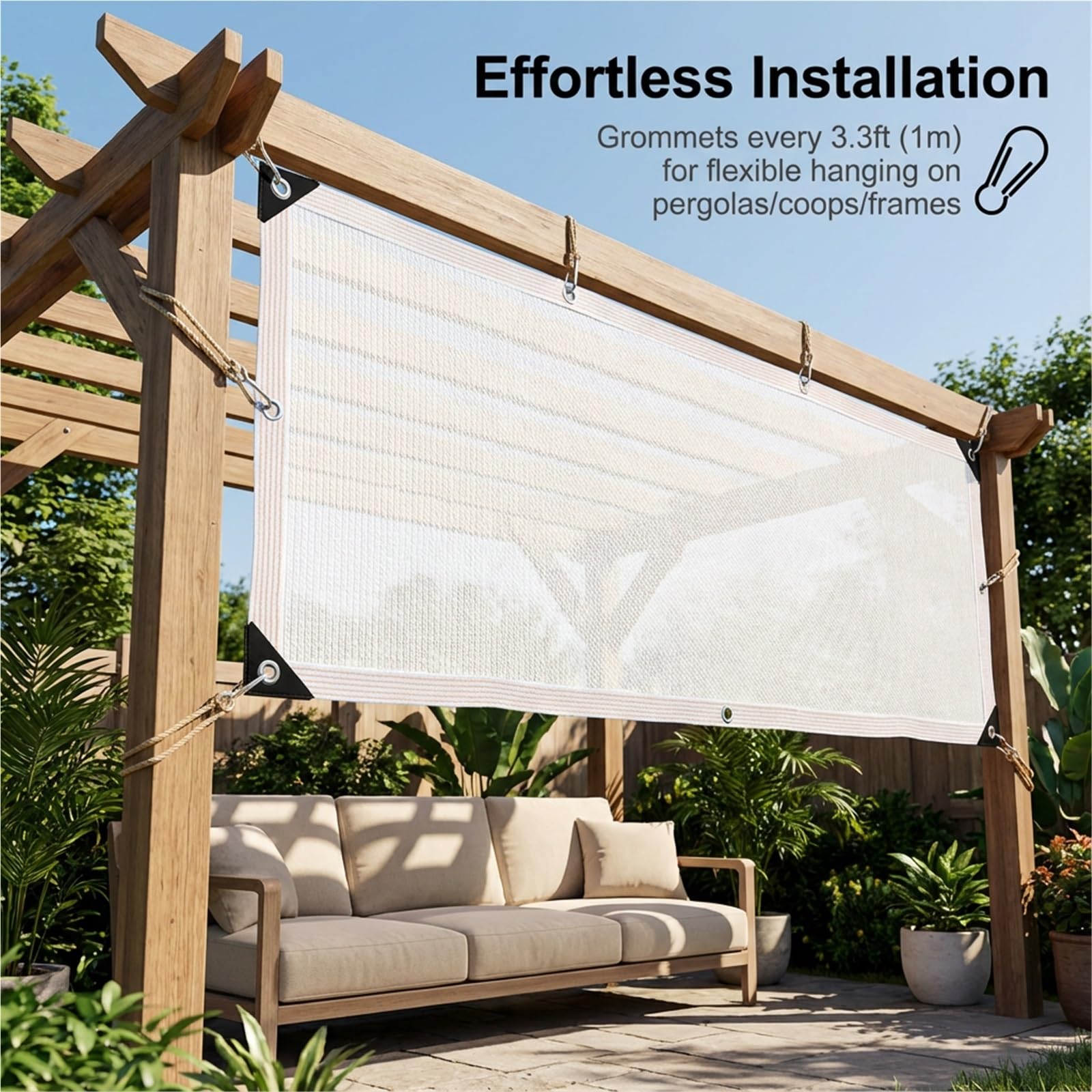Filet solaire respirant pour serre et terrasse 4 x 8 m Housse en maille idéale Protection contre les poules Résistant aux UV et léger