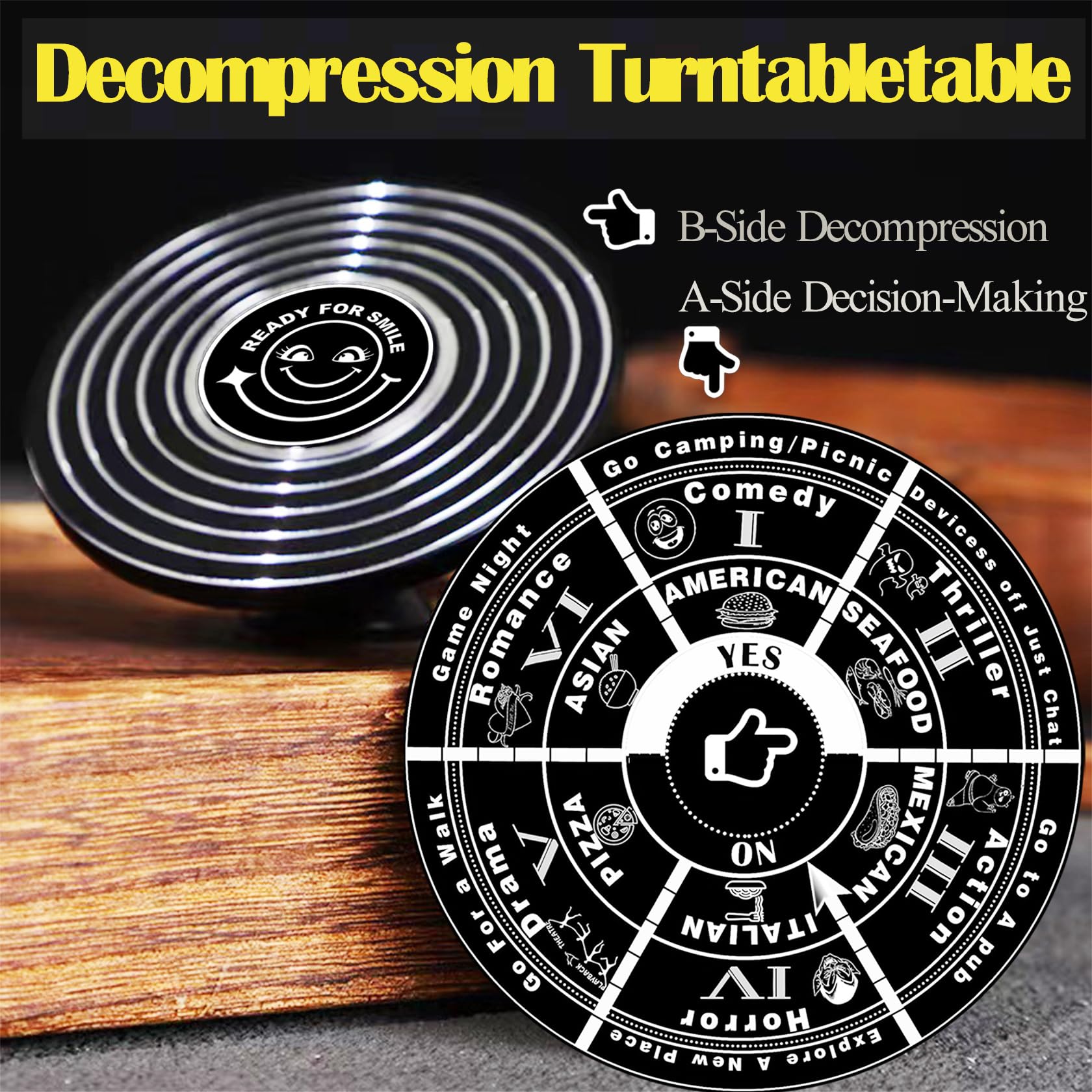 ITXIYC Decision Maker Paperweight,Turntable for Food Movie Activity Decision Replace Dice Anniversary Valentines Day Gifts Date Night Ideas for Couples Christmas Birthday Gifts