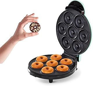DASH Mini máquina para hacer donas para desayuno, aperitivos, postres y más con superficie antiadherente, hace 7 donas - Aqua