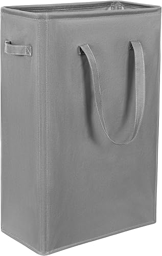 Miniatura 8 de Chrislley Cesta de lavandería delgada de 25 pulgadas, 60 litros, cesta de lavandería estrecha con asa, plegable, ropa sucia, portátil, organizador