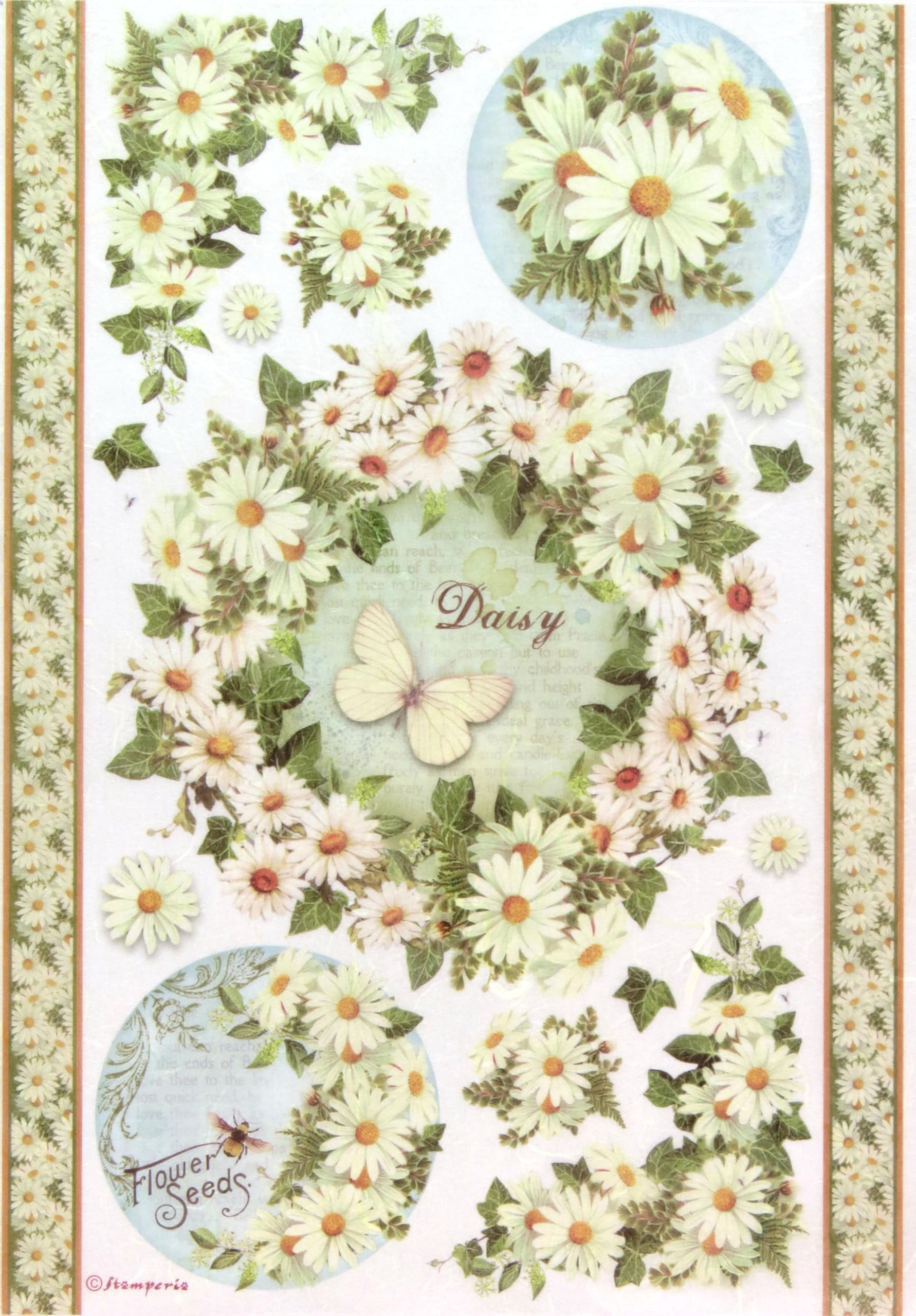 Stamperia Various A4 Rice Paper For Decoupage - Daisy Floral Design