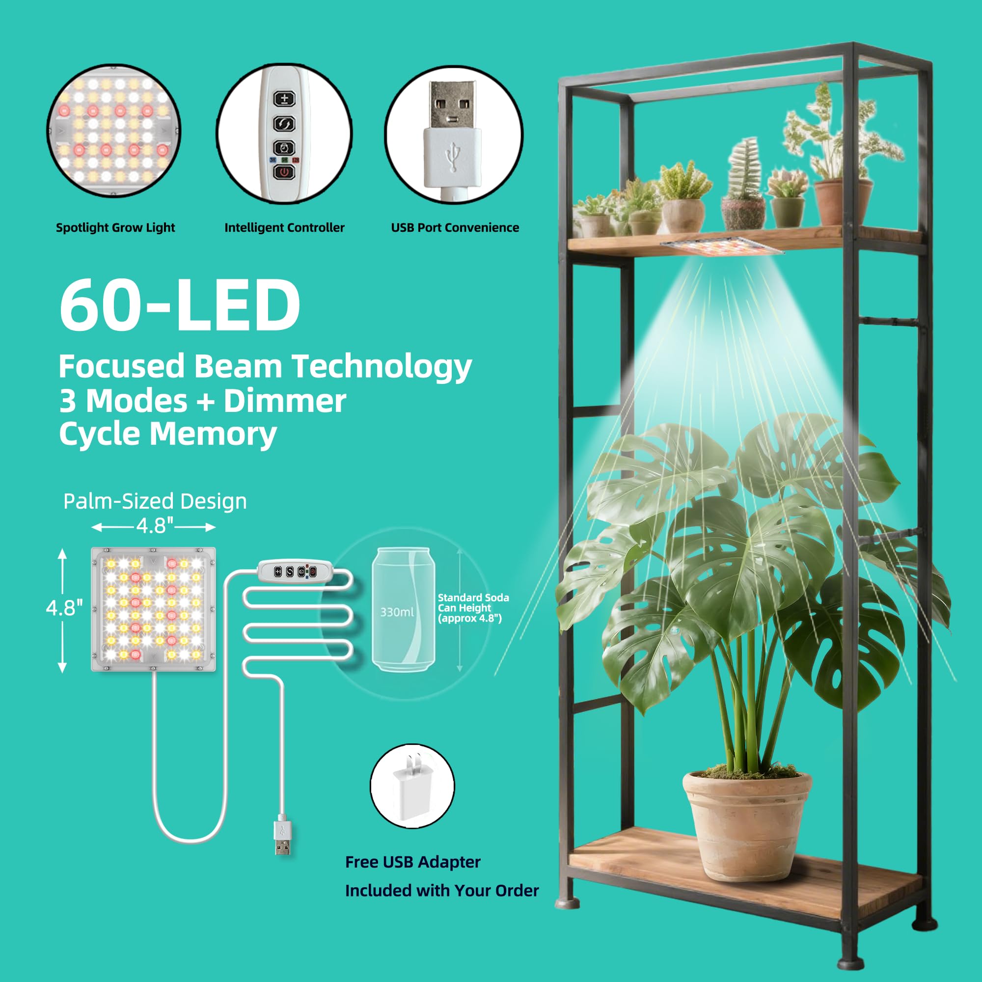 Amazon.co.jp: 屋内植物用LEDグローライト フルスペクトル、タイマー