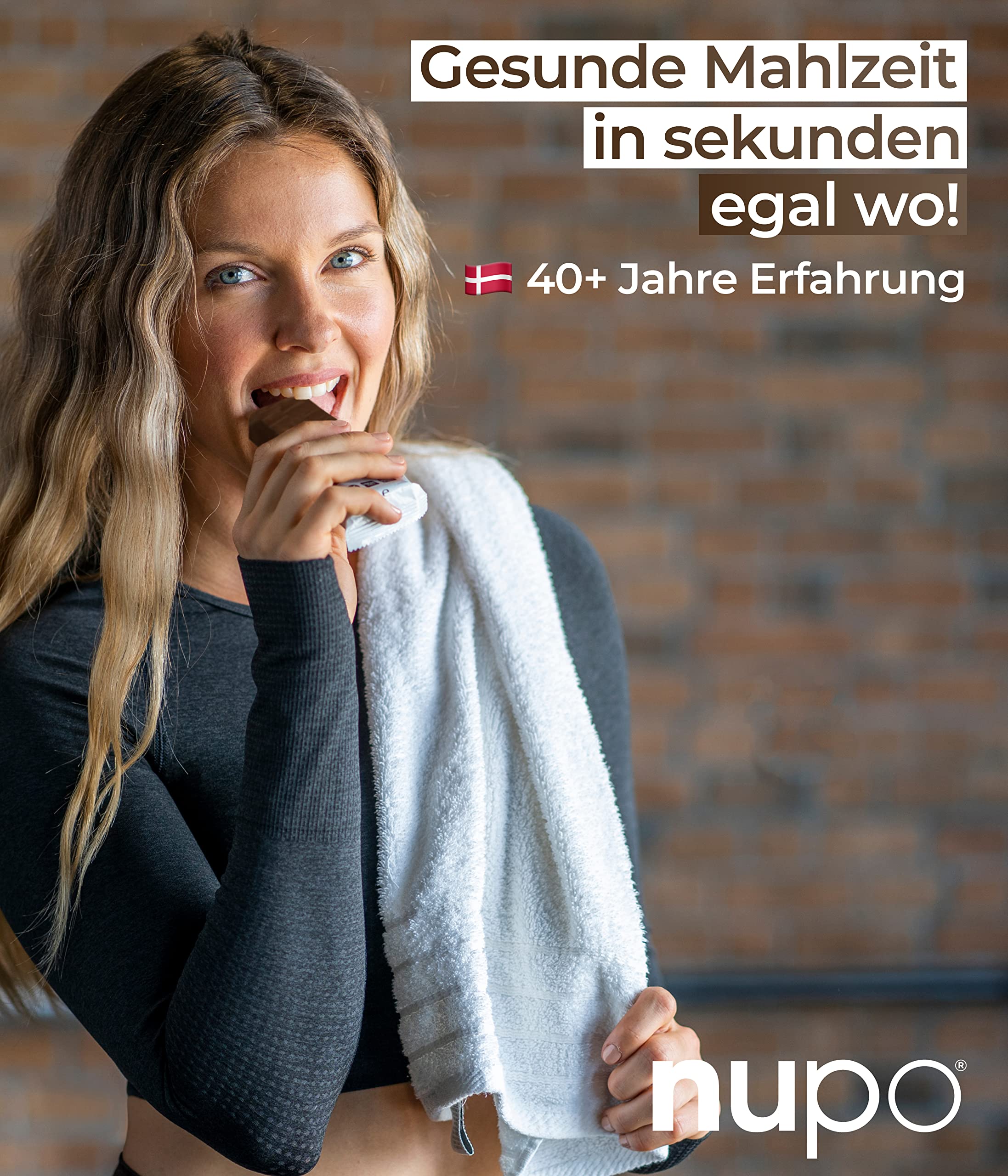 NUPO® One Meal Bar [Brownie Crunch - 24 Stk.] - Mit Nährstoffen, Vitamine & Mineralien - Diät Riegel Snack zum abnehmen - Fitness low carb Riegel - Mahlzeitenersatz Riegel - Diet Riegel