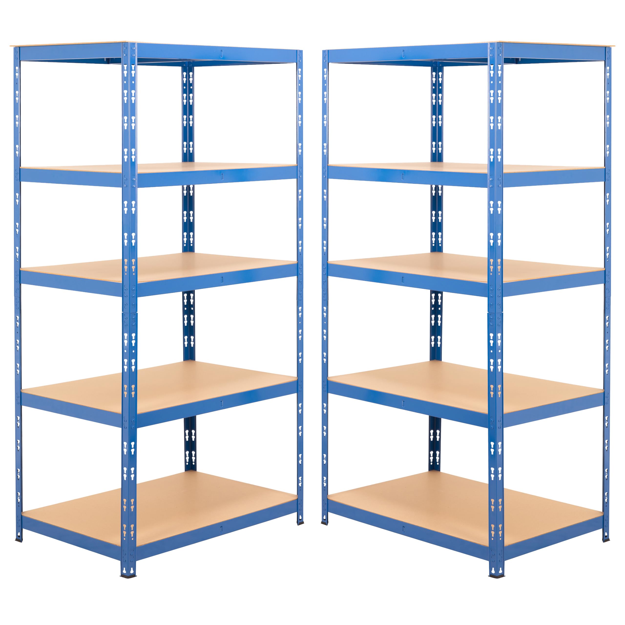 BiGDUG Garage Shelving Kit - 1780H x 900W x 600D mm - 150kg UDL Per Shelf (750kg Per Bay) - 5 Tier Shed Shelving - Pack of 2 Bay - Blue
