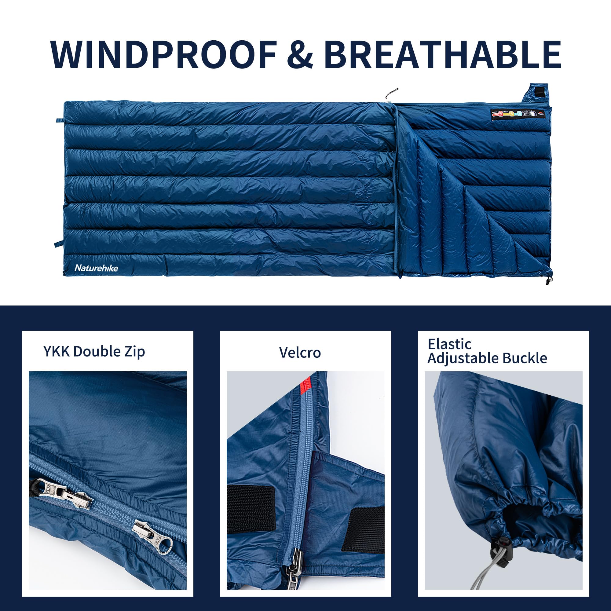 Naturehike Sacco a pelo in piuma Sacco a pelo a busta compatto portatile ultraleggero 650fp Sacco a pelo invernale 3 stagioni di piccole dimensioni adatto per campeggio all'aperto ed escursionismo
