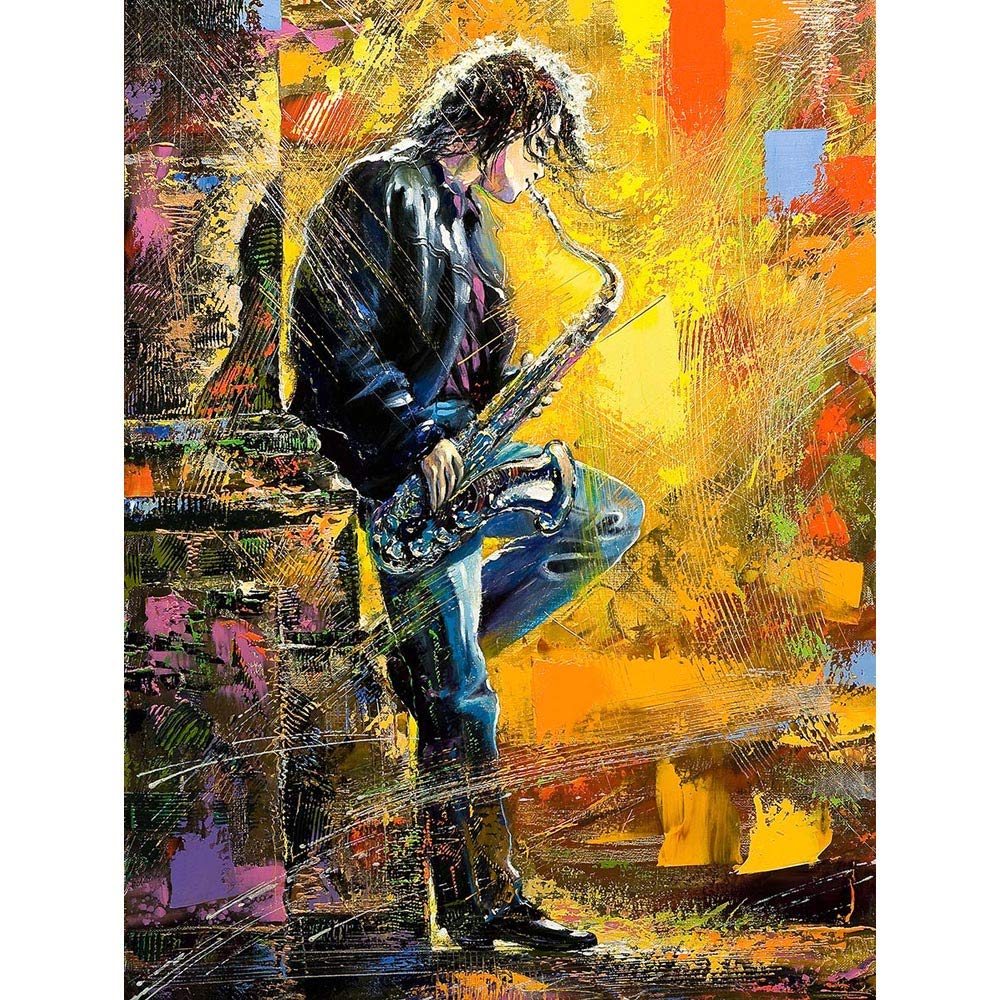 Wee Blue Coo Musician Jazz Saxophone Art Print Poster Wall Decor 12X16 Inch