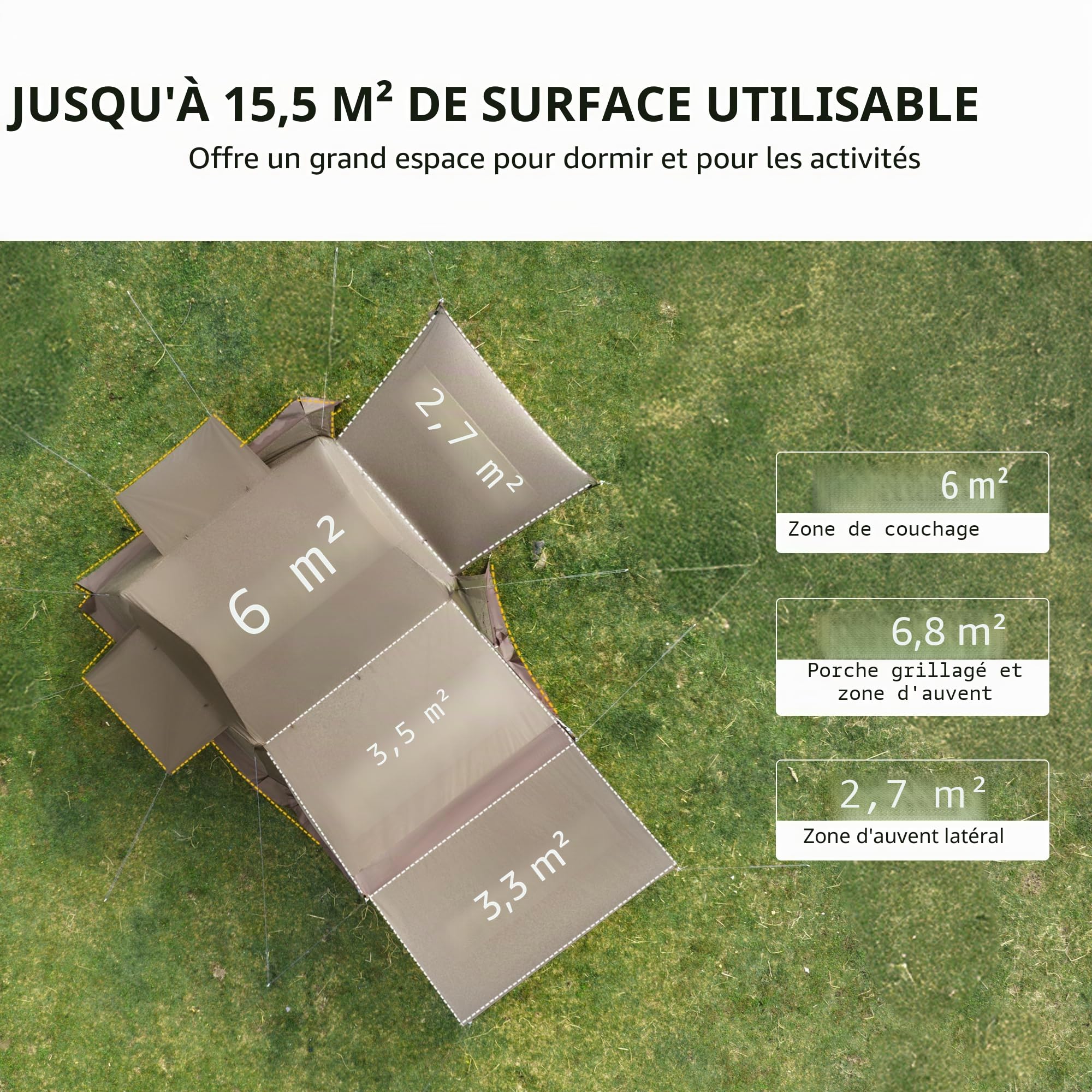 Naturehike Village 6.0/13.0/17.0 ㎡ Tente Familiale Pop Up Automatique de Camping pour 𝟒-𝟔 Personnes Grande Tunnel pour Les Voyages en Voiture Le Camping Les Fêtes en Plein Air