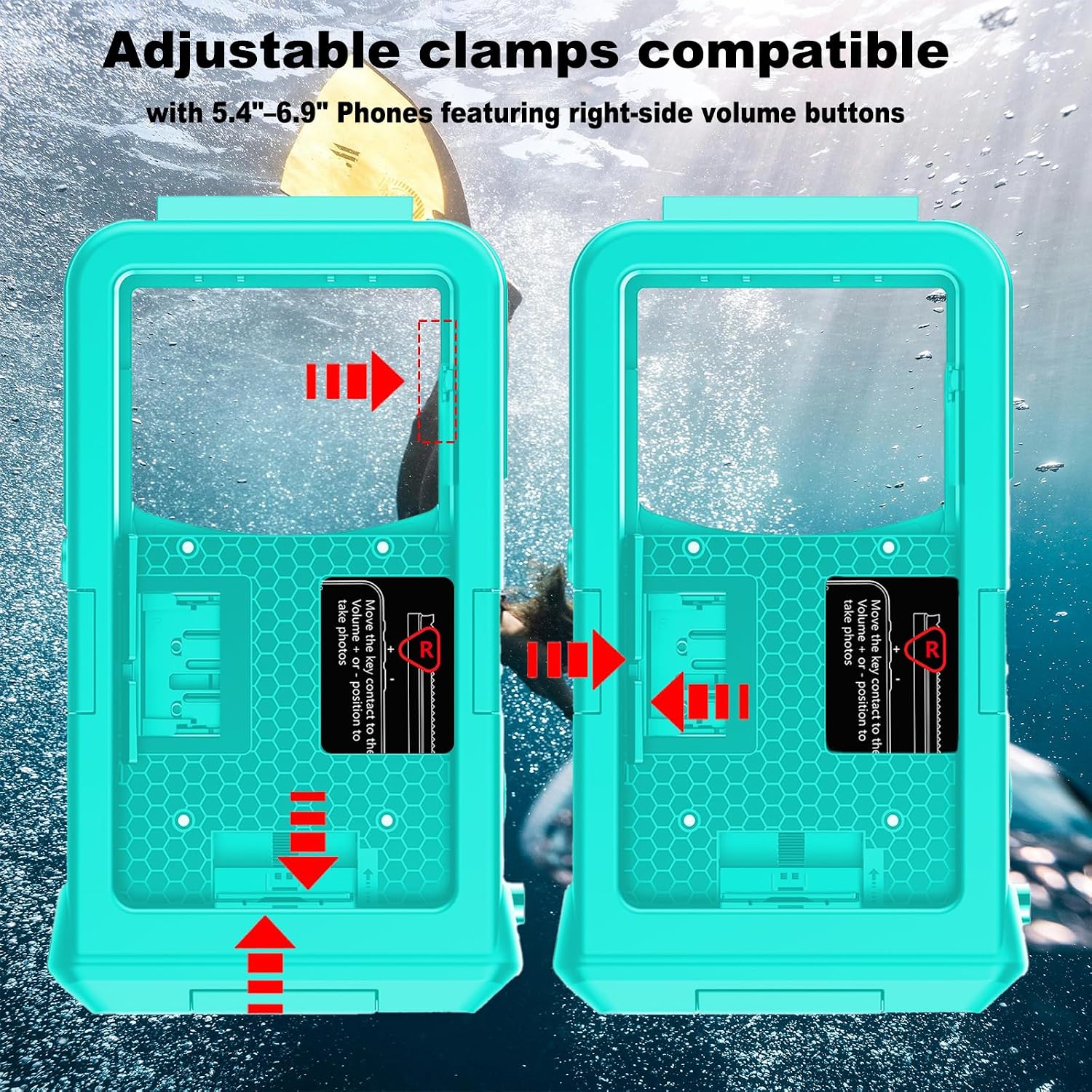 ShellBox Case 2026 IP68 Diving Phone Case, 50FT 1H Underwater Photography for Samsung Galaxy S26/S25/S24/S23 Ultra/Plus, Fit 5.4"-6.9" Right Volume Button Phones, Air Vent Sensitive Touch,Teal&Orange