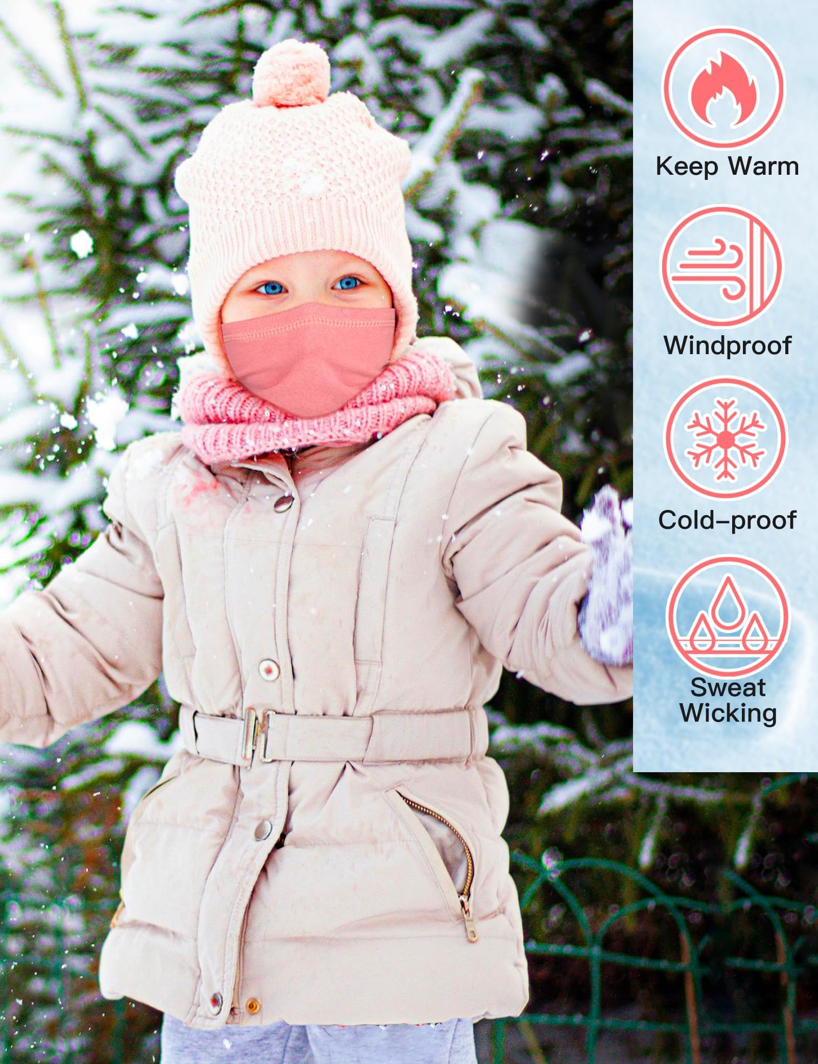Kiiwah Bufanda de Invierno Cálido Multifunción a Prueba de Viento para Niño Niña