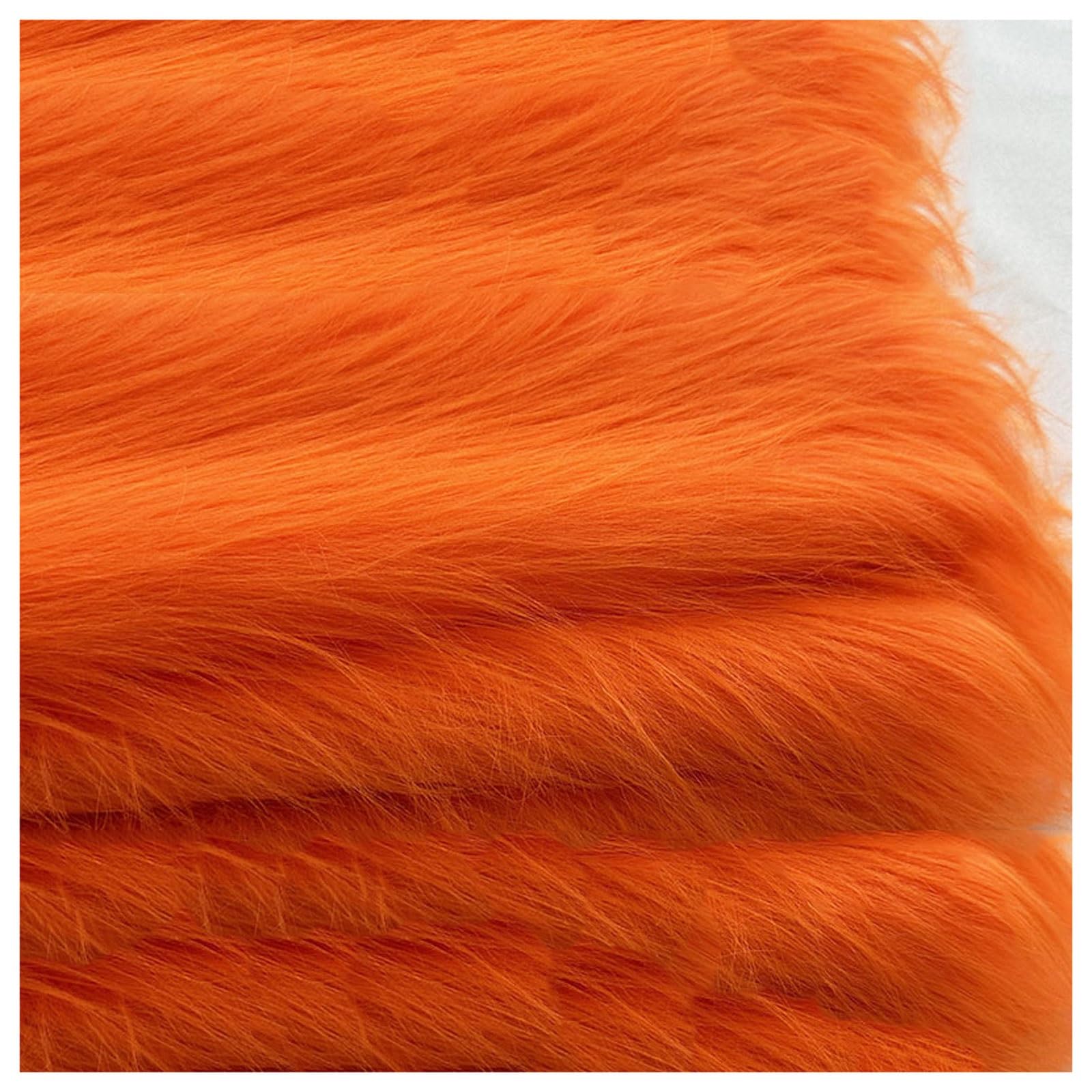 Shaggy Faux Fur Fabric 68 Colors Soft Plush12cm Long Pile Fake Fur Materials Craft Fabric, for Christmas Ornaments, Fursuit, Cosplay, Costume, Gnome Beards, Craft Supply, 50x180cm (Color : Orange 2)