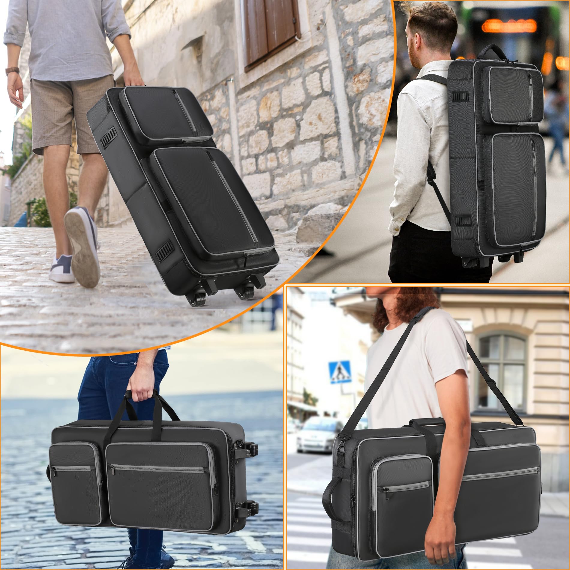 DJ-Controller-Tasche mit Rädern, kompatibel mit DDJ FLX10 / DDJ-GRV6 / 1000 / 1000SRT / REV7 / REV5 / SC LIVE 4, Rolling DJ Bag Gepolsterter Rucksack weich mit Multi-Tasche für DJ-Controller und