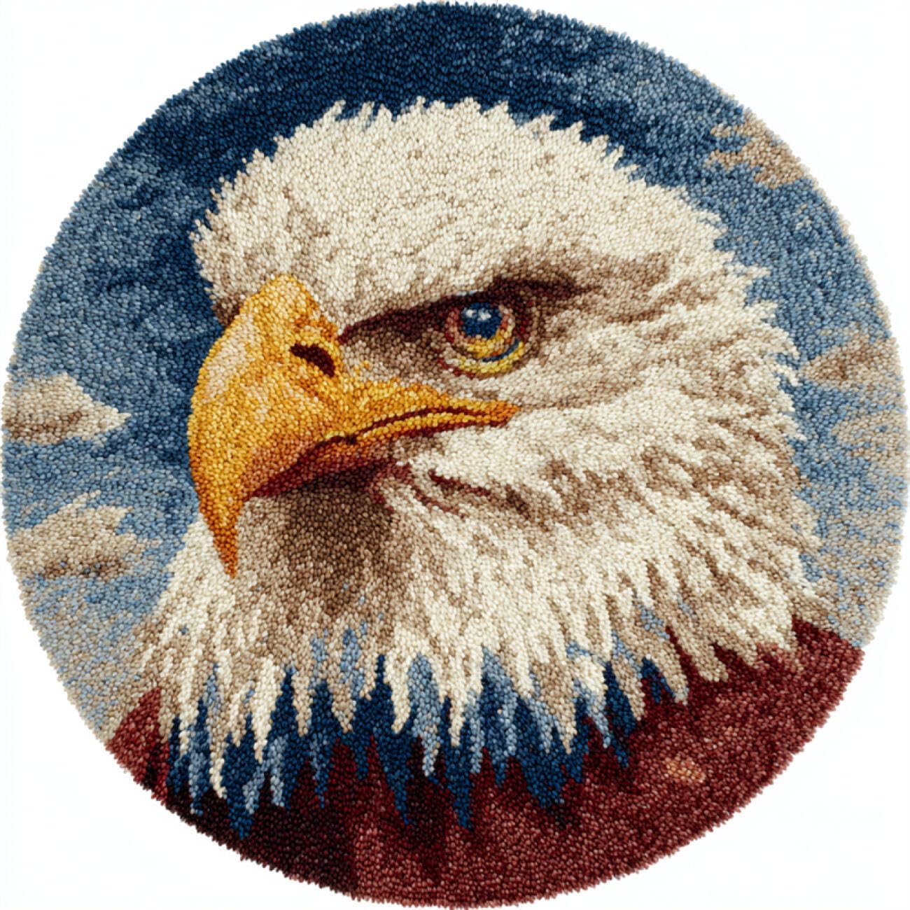 Kitquiver Animal Rug Making Kits Eagle Portrait Latch Hook Rug Making Kit for Adults Embroidery Kits DIY Carpet Needlework for Home Decor 60x60cm