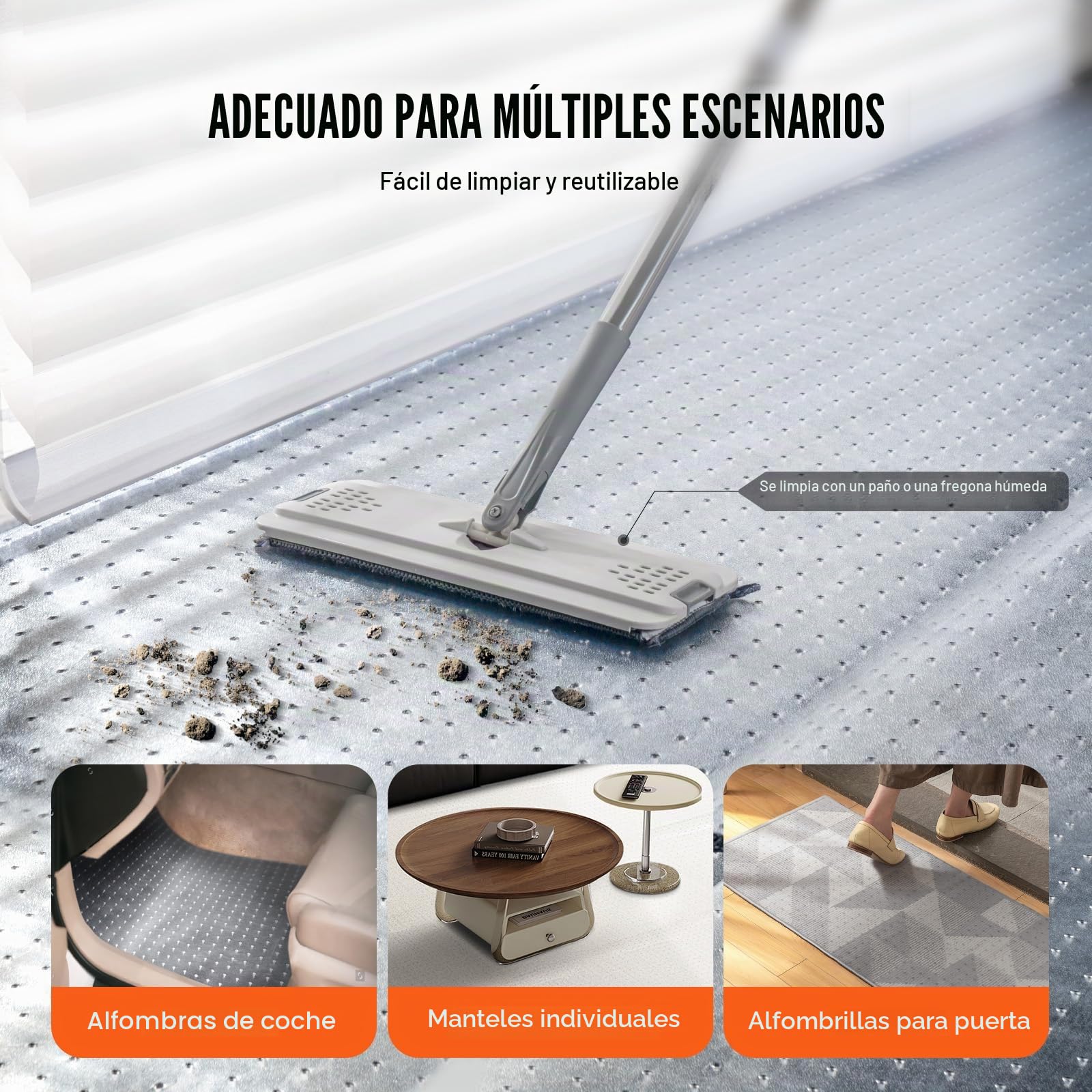 VEVOR Protector de Alfombra para Mascotas, PVC a Prueba de Arañazos, Alfombrilla Protectora Antideslizante para Arañazos de Gato, Tapón de Plástico Fácil de Cortar, 7620 x 610 x 5,46 mm, 47,9 m²