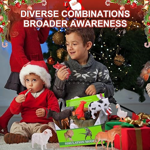 Miniatura 5 de Paquete de 12 juguetes de animales de granja grandes para niños de 3 a 5 años de 1 a 3 años de plástico realistas de animales de granja, juego de