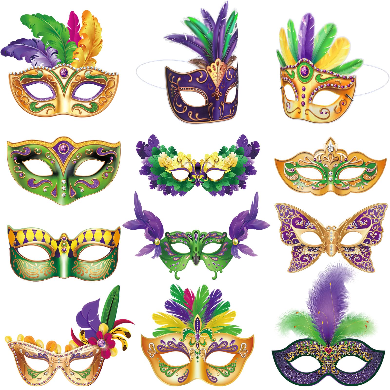 Amazon.com: Capoda 24 Pcs Mardi Gras Masks Bulk Masquerade 