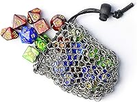 Vista 2 de YOUSHARES Bolsa de dados de acero inoxidable para juego de dados de metal poliédrico D&D, bolsa de dados DND para juego de dados de metal poliédricos