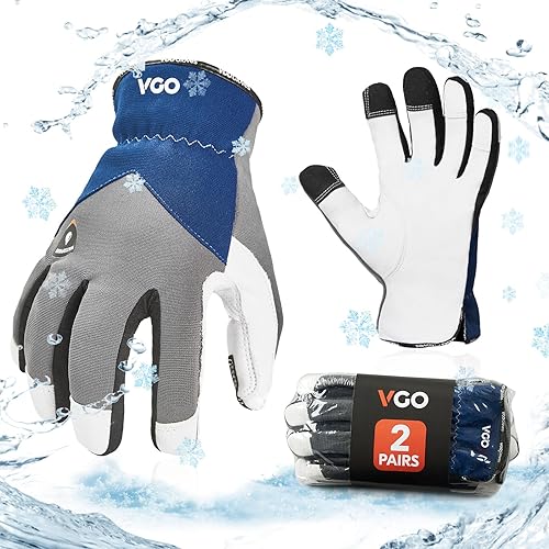 Vgo - 2 pares de guantes de trabajo para invierno con aislamiento térmico 3M Thinsulate, impermeables y resistentes al frío (32 0 o menos), guantes