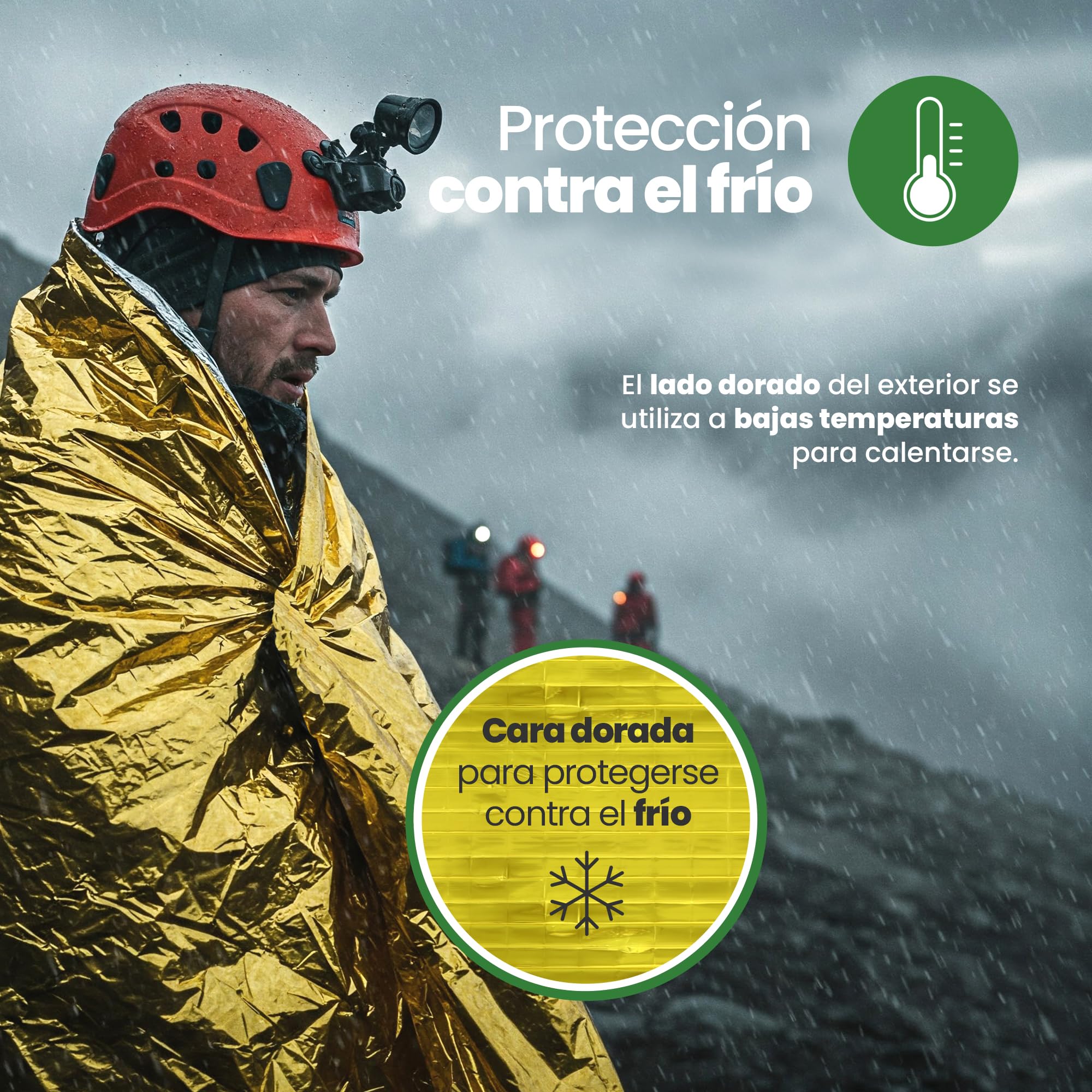 Mantas Térmicas de Emergencia 160x210 cm Doble Cara Dorado/Plateado Ultraligeras 10 Unidades