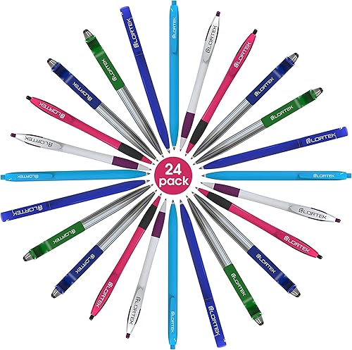 Miniatura 5 de Lortek - Paquete de 6 bolígrafos retráctiles para escribir  Punta media, tinta negra para tomar notas, diario, planificadores, escuela, trabajo,