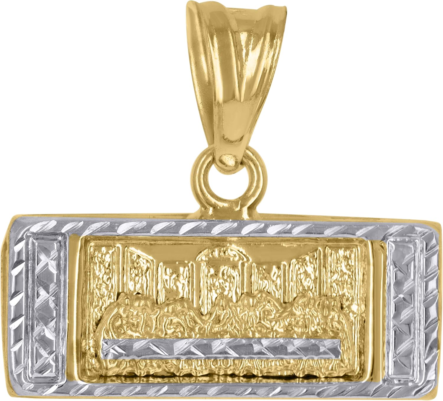10k Gold Two-Tone Diamond-Cut Mens Last Supper Religious Charm Pendant