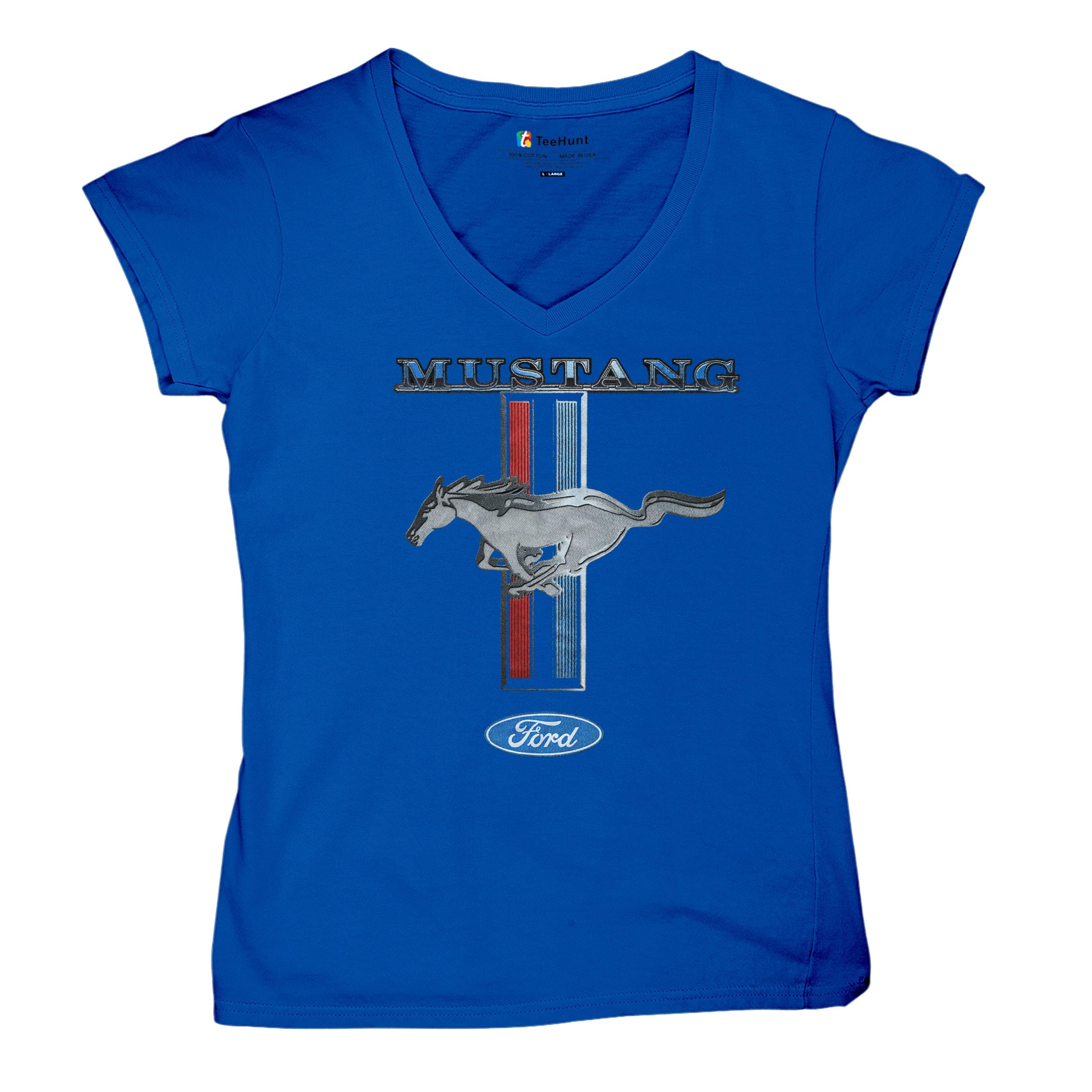 Ford Mustang Classic Women's V-Neck T-Shirt GT Cobra Boss 302 Mach 1