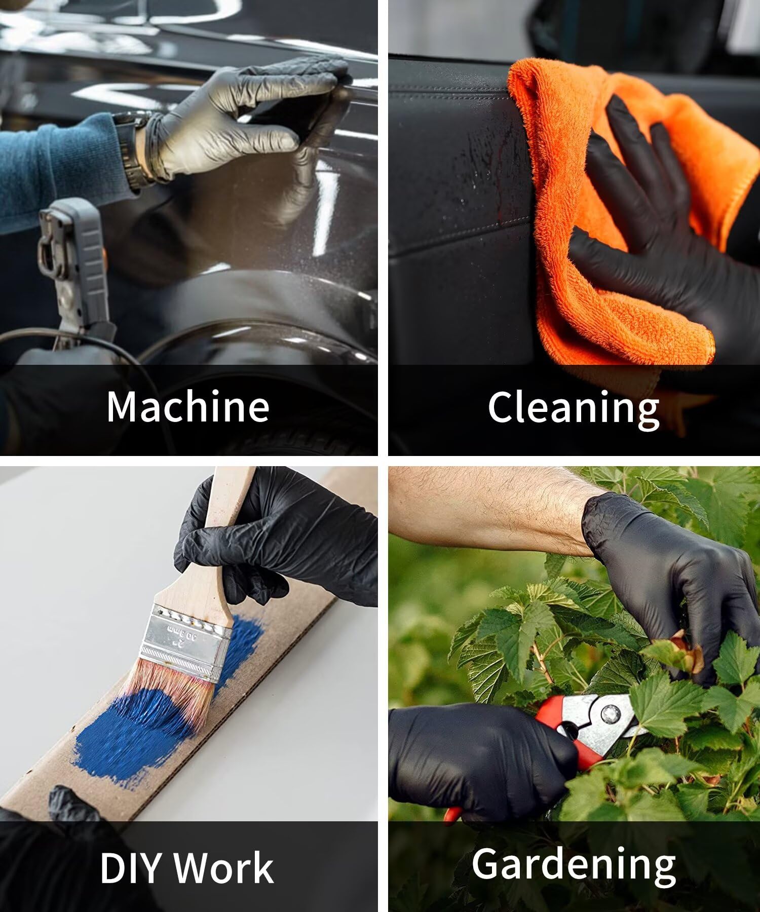 NEOTRIL Strapazierfähige schwarze Nitril-Einweghandschuhe, latexfrei, puderfrei, strukturierter Griff, Gummihandschuhe zum Kochen, Lebensmittelzubereitung, Reinigung, Mechanik, Größe L, 100 Stück